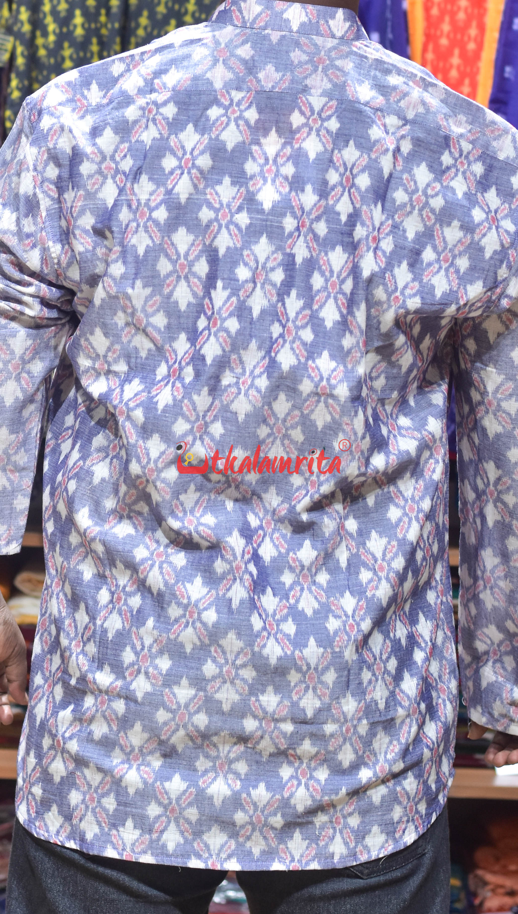 Blue Suryamukhi Design (Men's Short Kurta)