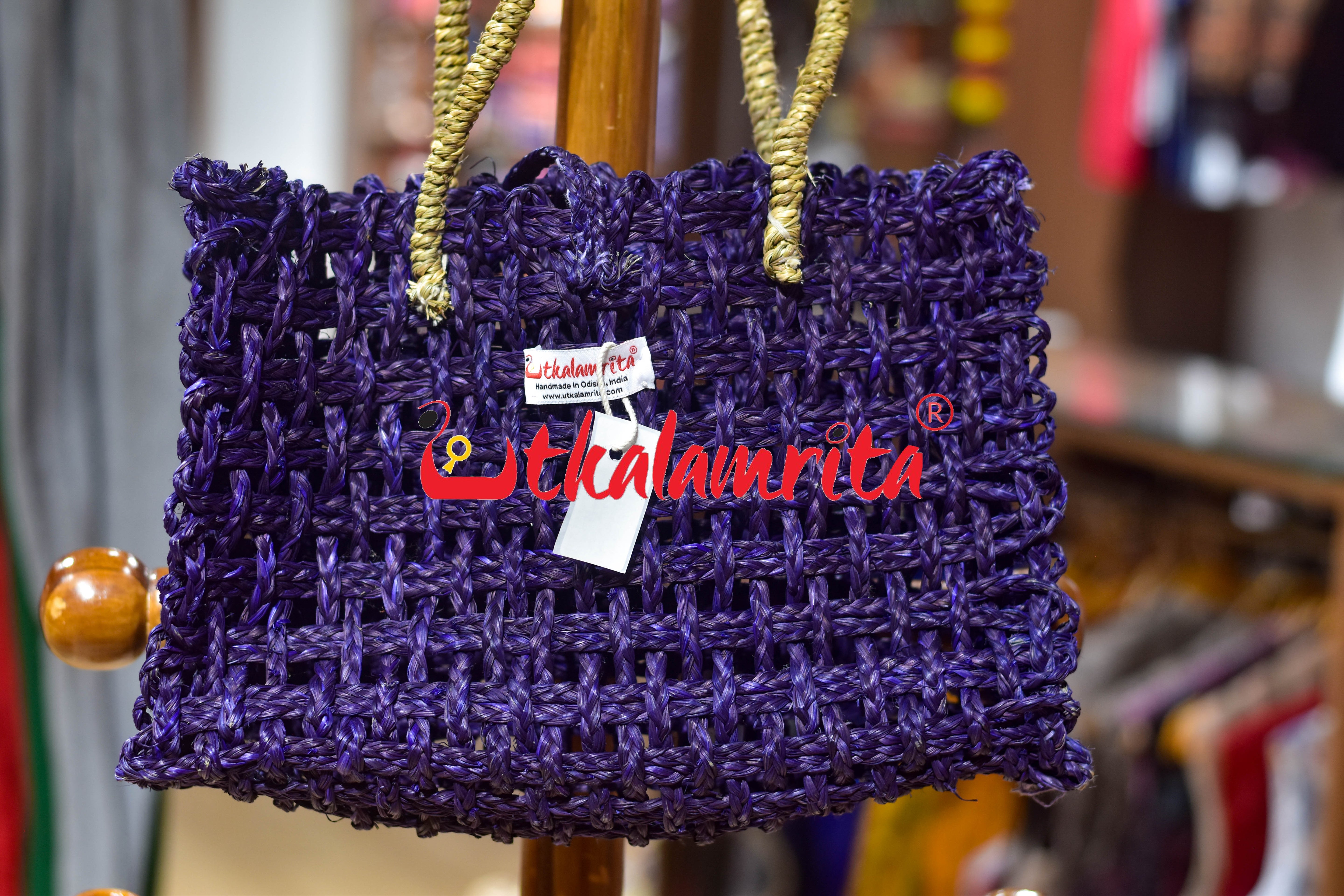 Sabai Grass Jali Bag Medium (Purple)