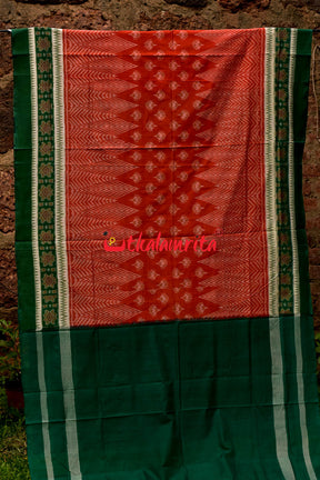 3D Border Orange Green Sambalpuri Cotton