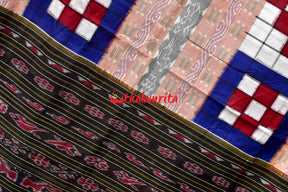 Contrast Blue Maroon Sambalpuri Cotton Saree