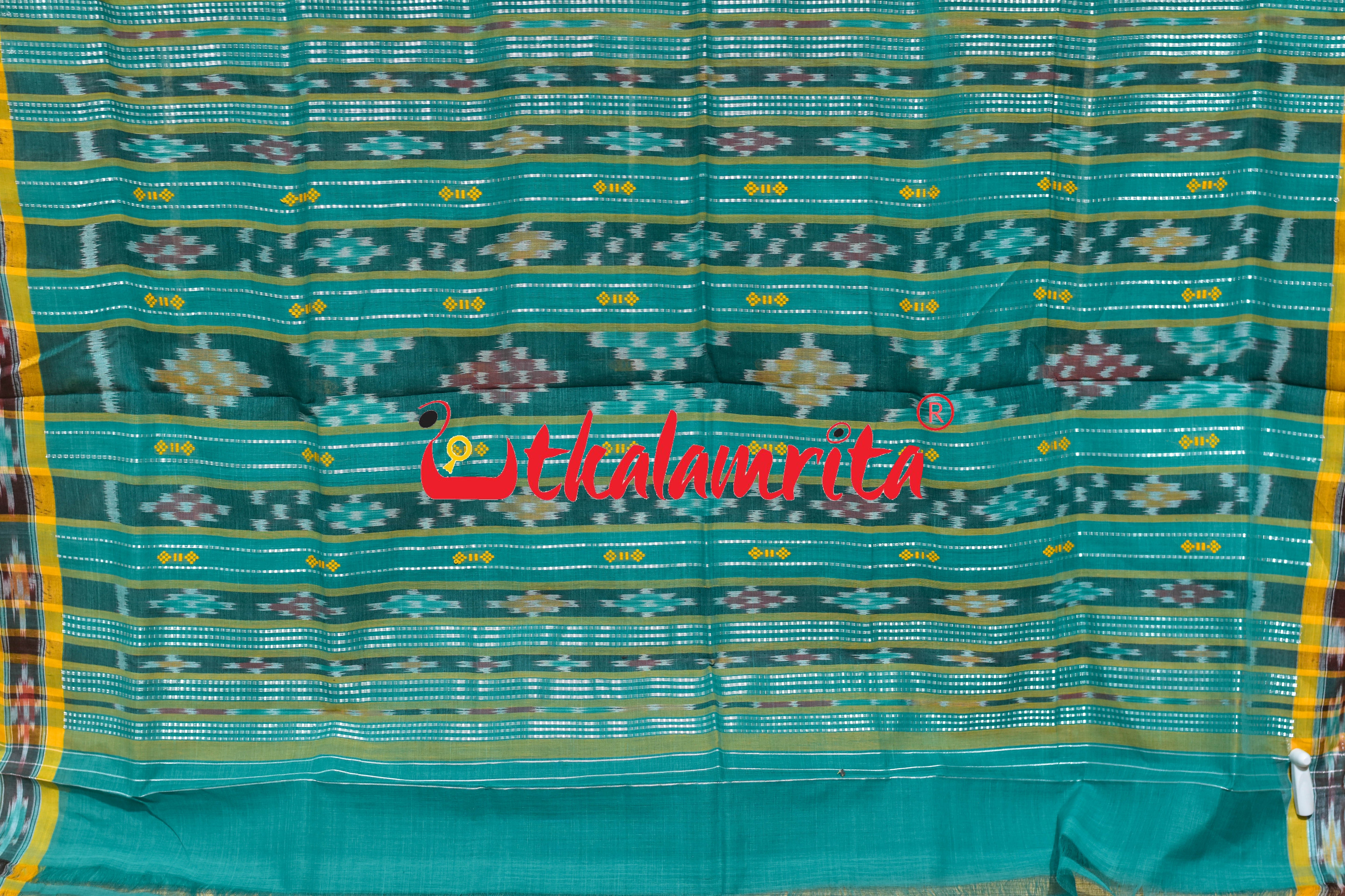 Green Double Diamond Buti Pittala Single Cotton Saree