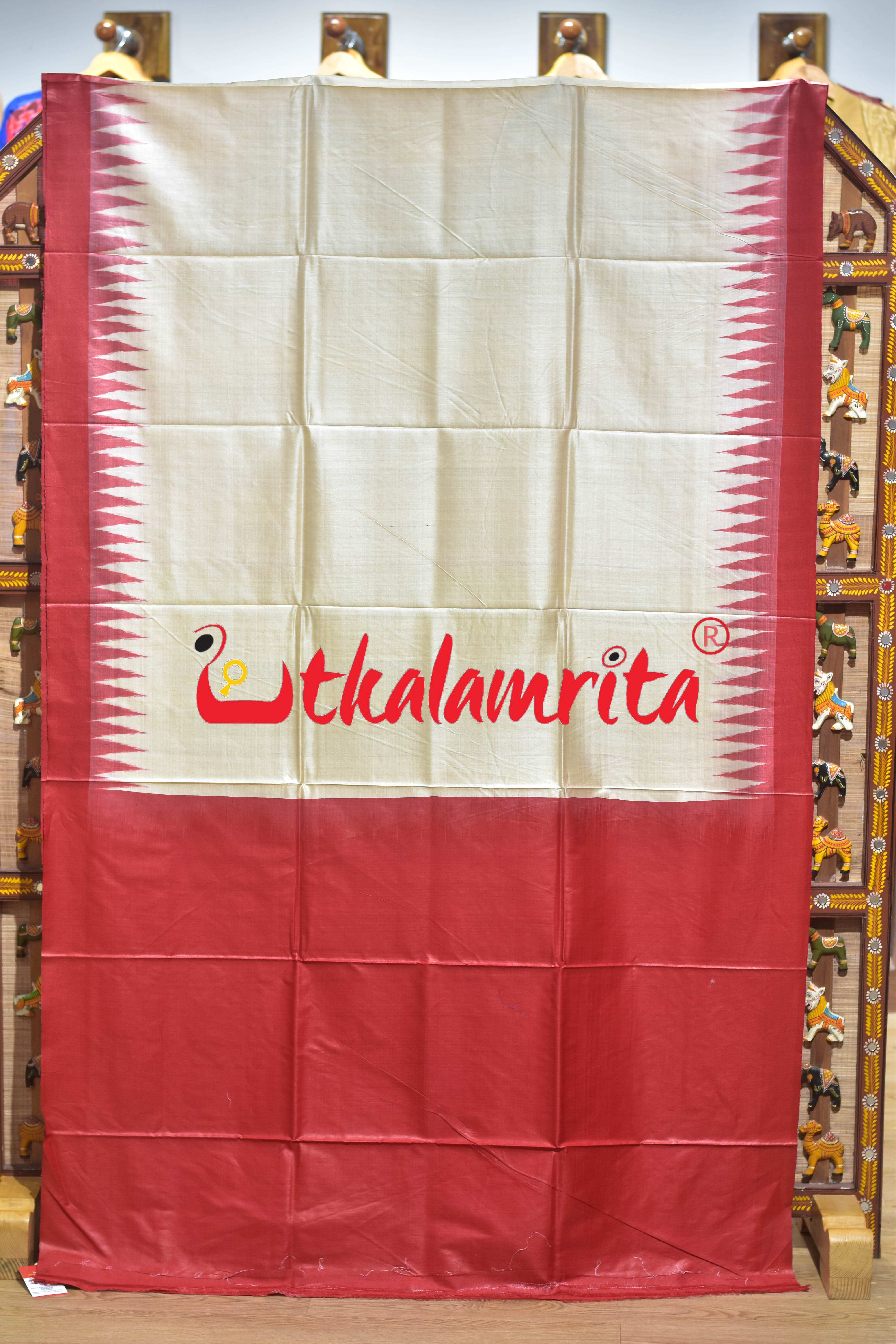 Natural Body Red Fine Gopalpur Tussar Silk Saree