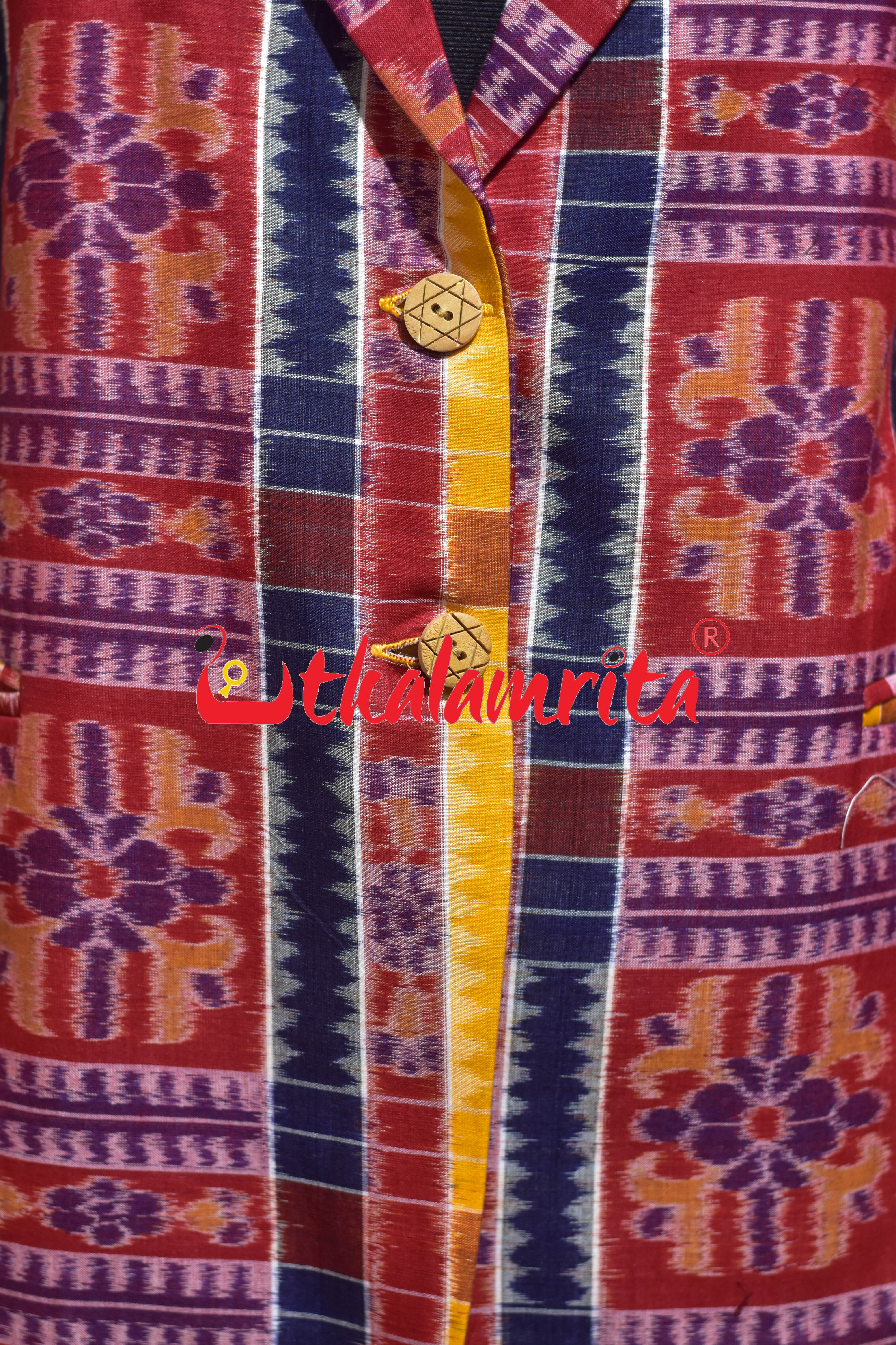 Red Yellow Utkala Lakhmi with Matha Designer (Ladies' Blazer)