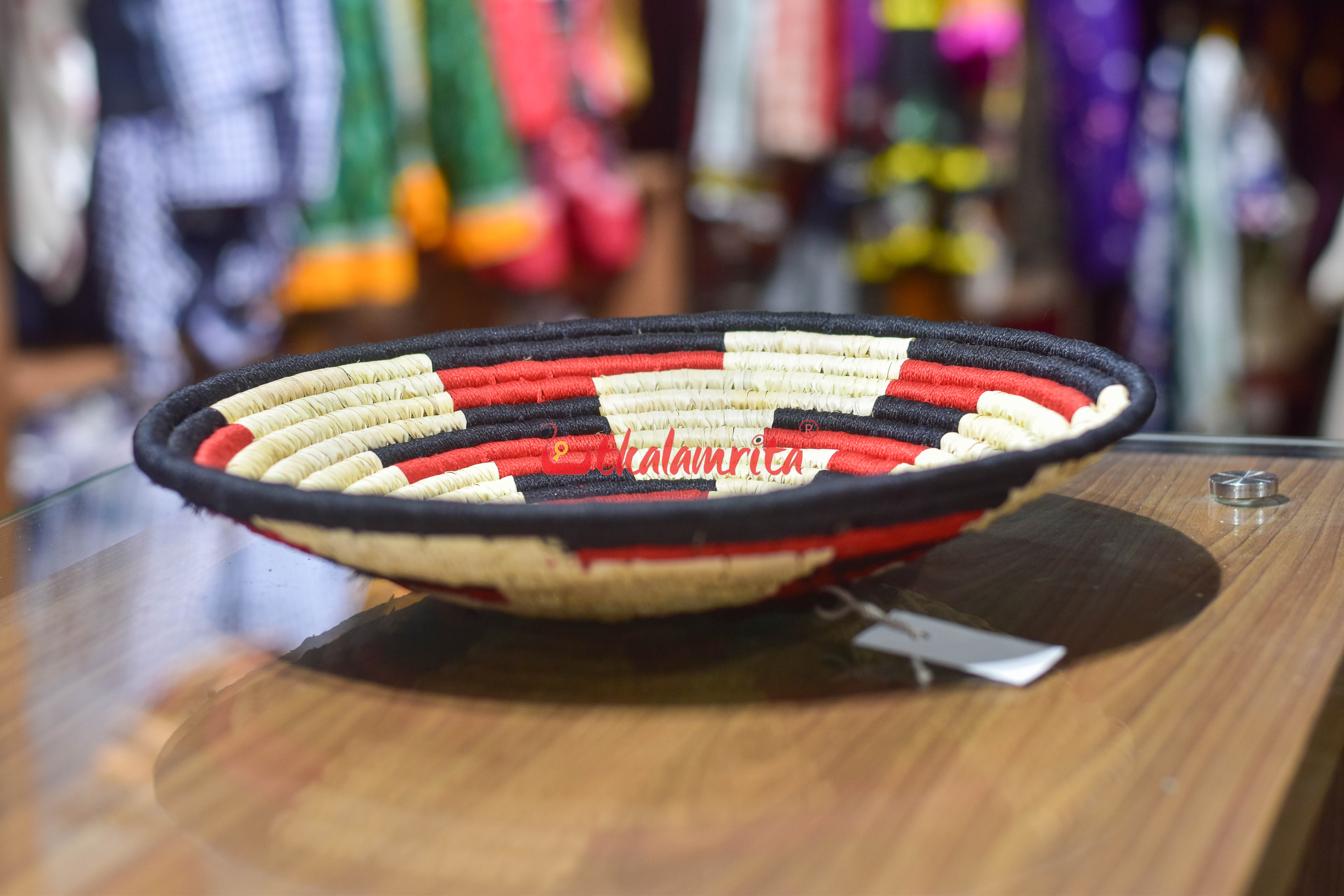 Sabai Grass Red Black Wall Basket- Large