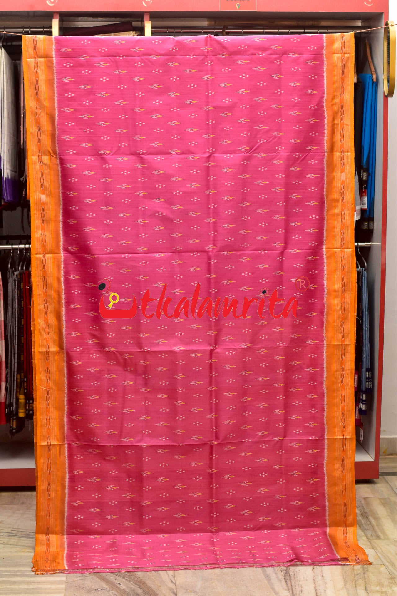 Pink with Yellow Chandrika Khandua Silk Saree