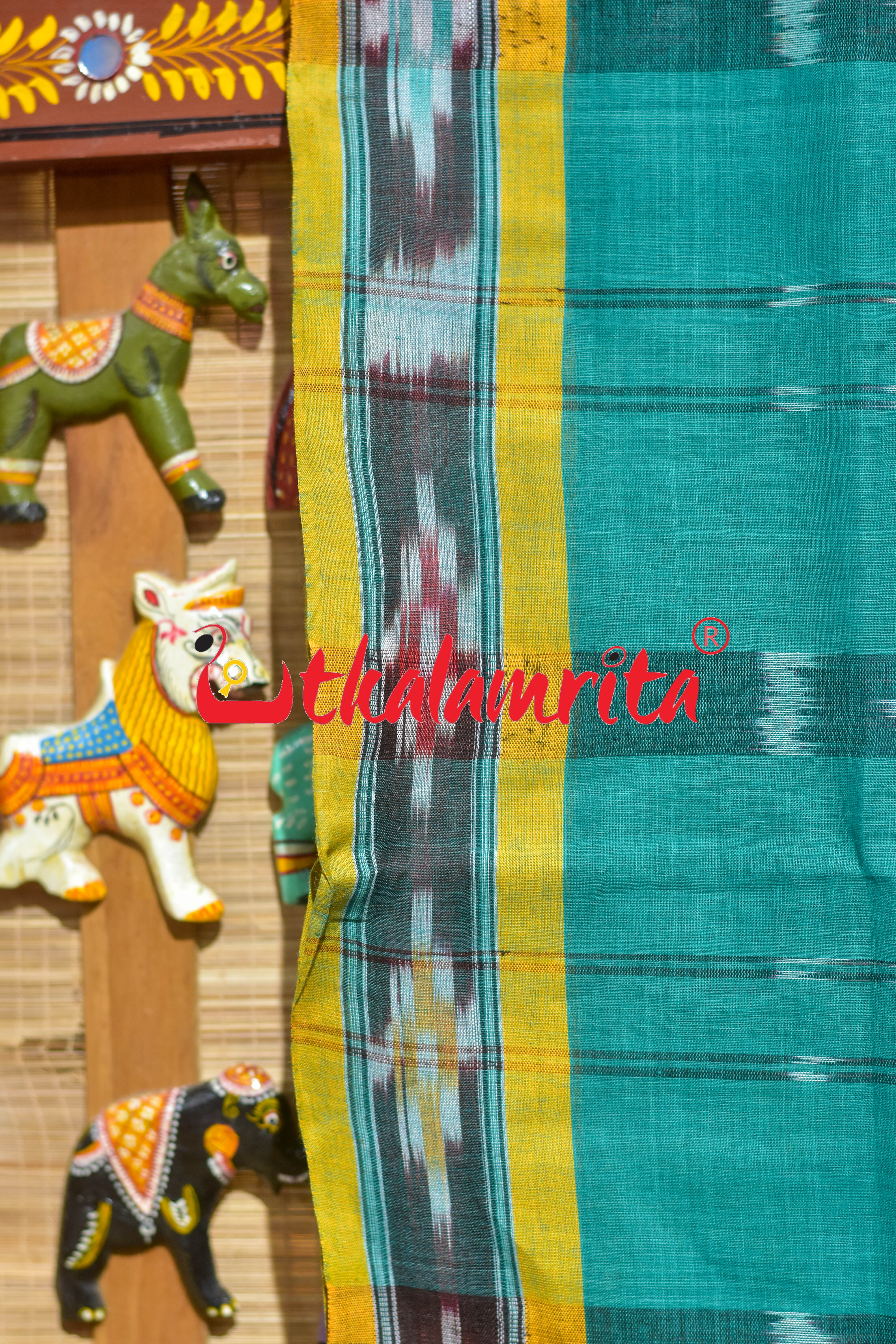 Green Double Diamond Buti Pittala Single Cotton Saree
