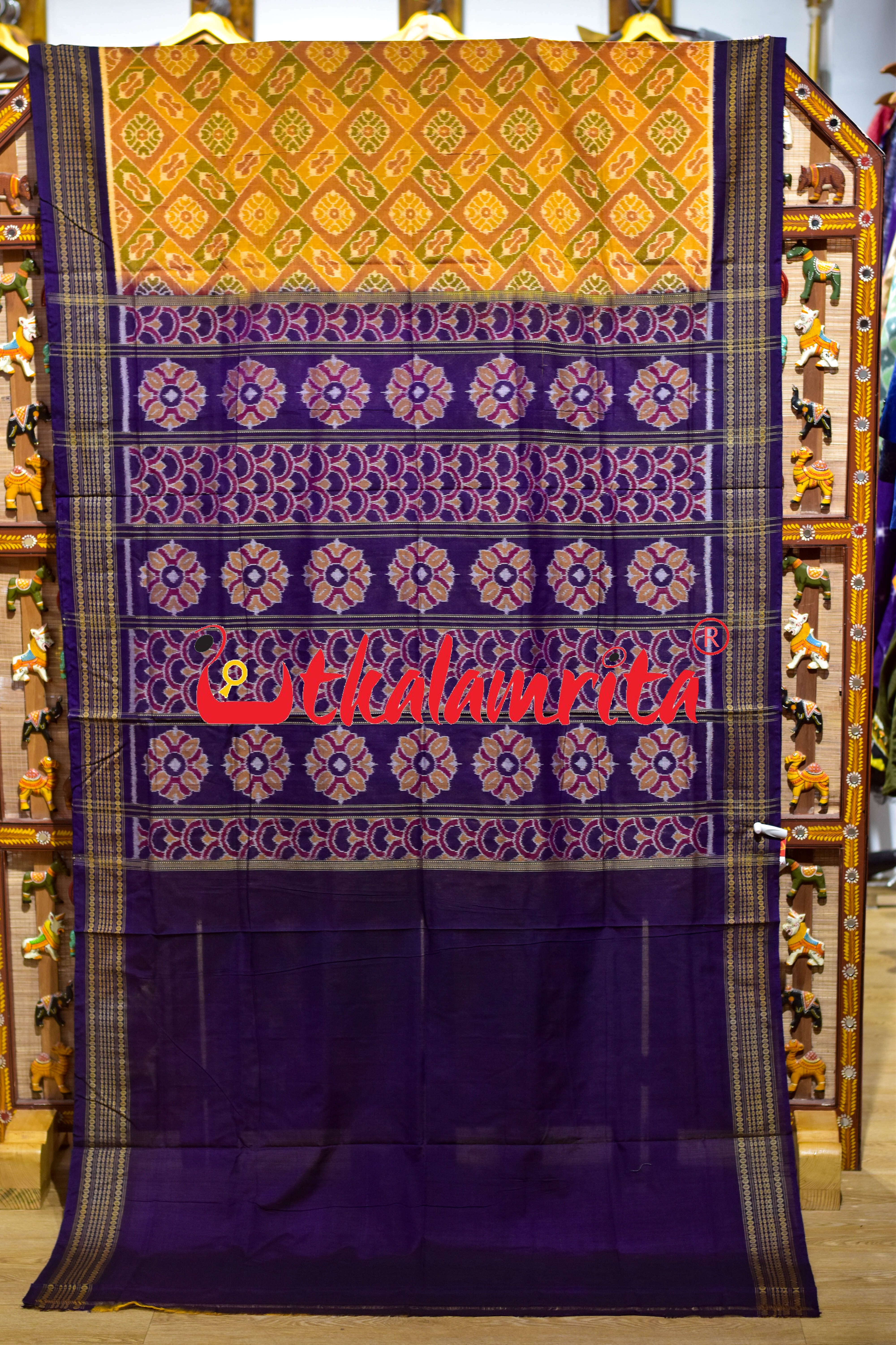 Mustard Flower Body Bandha Sambalpuri Cotton Saree