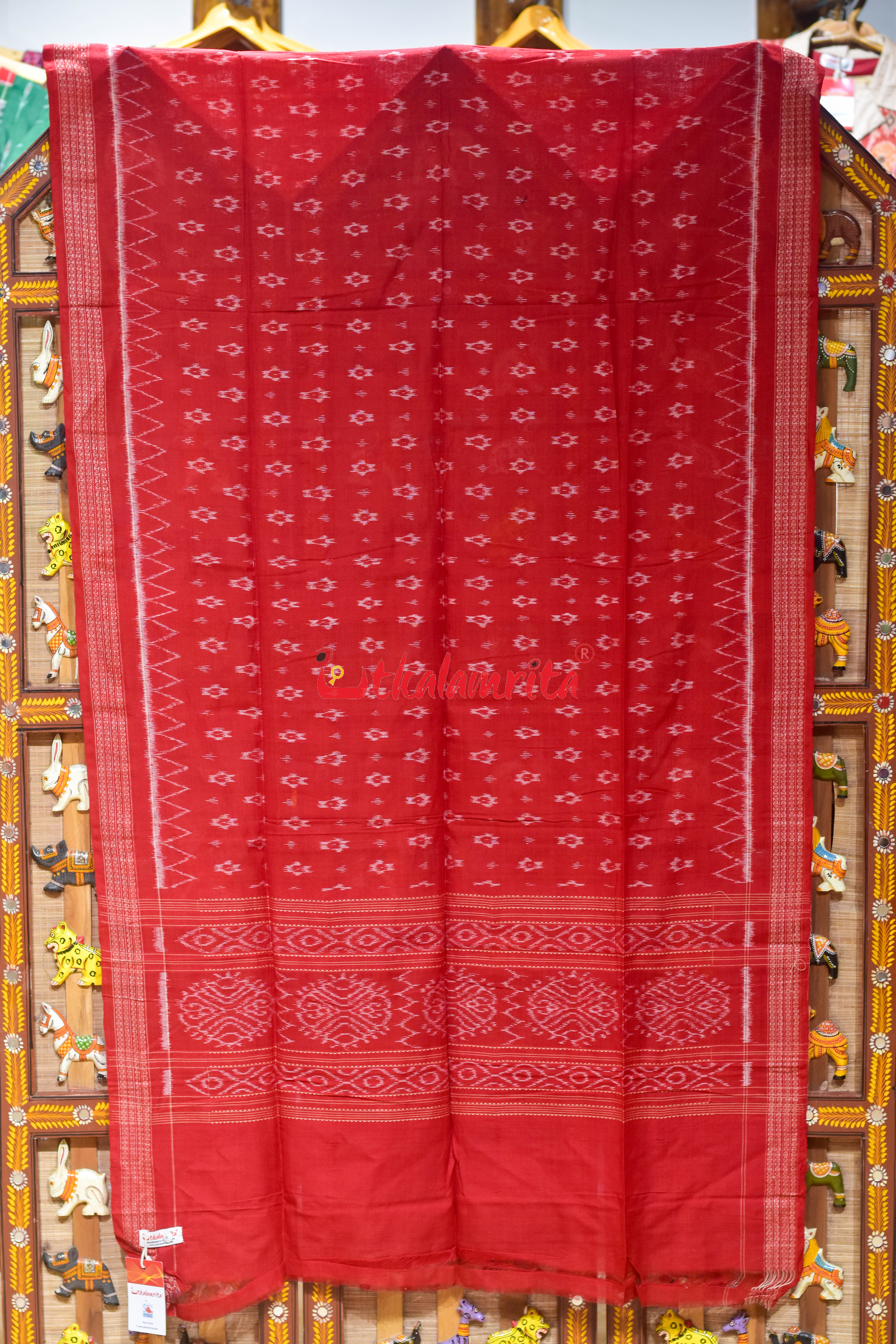 Red with Body Bandha Cotton (Dupatta)