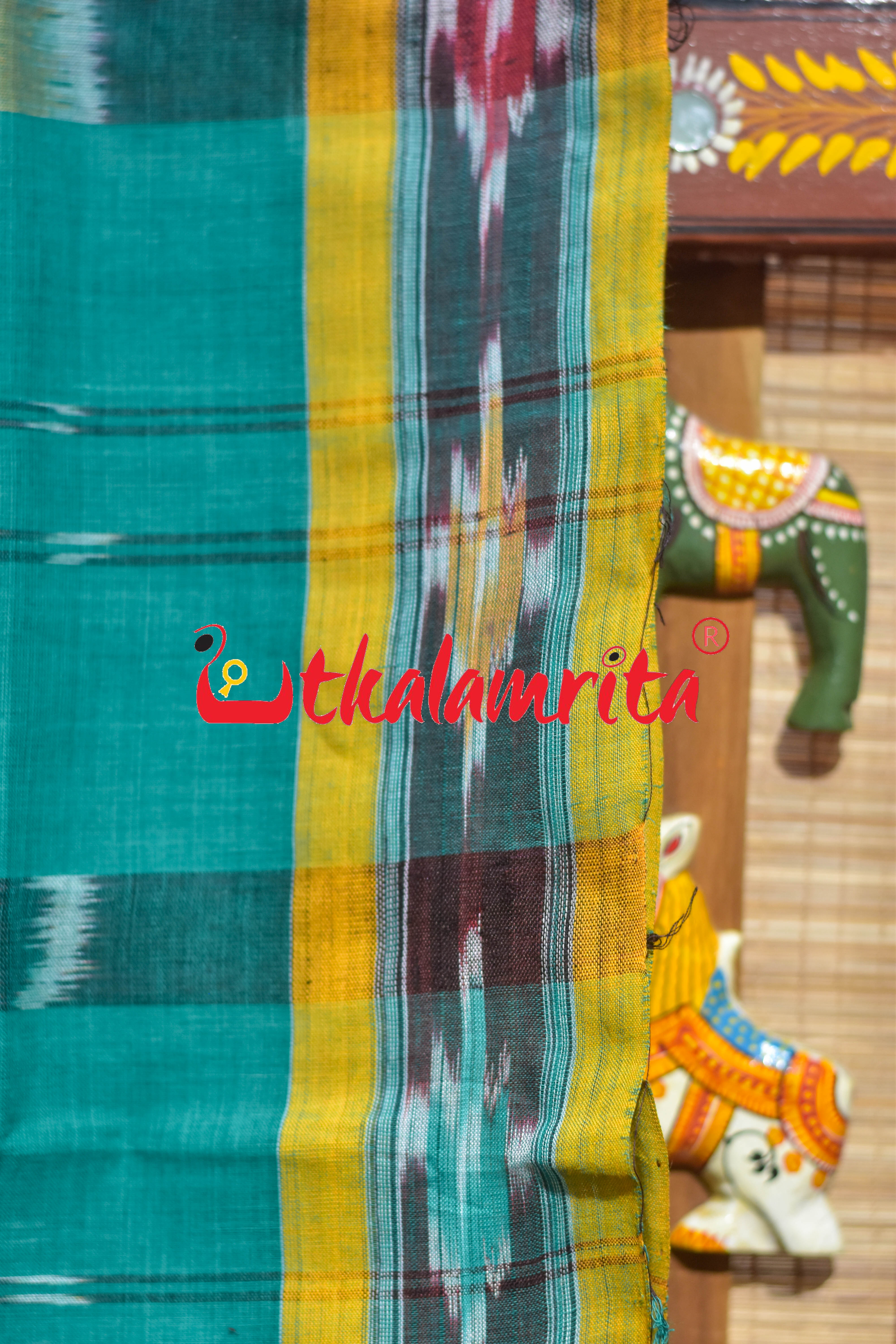 Green Double Diamond Buti Pittala Single Cotton Saree