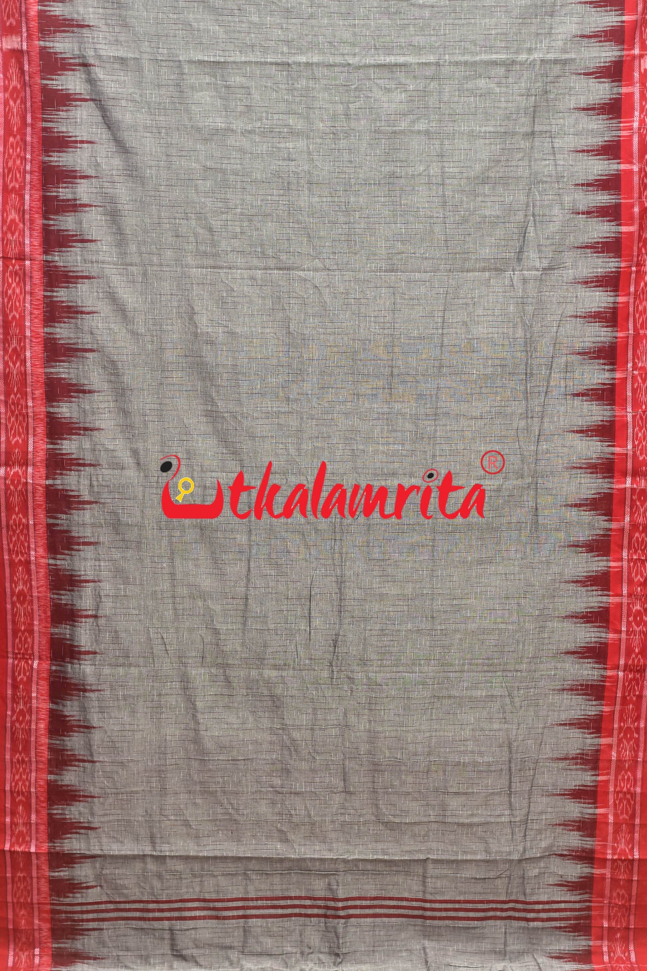 Grey Red Jharana Cotton Saree