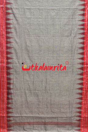 Grey Red Jharana Cotton Saree