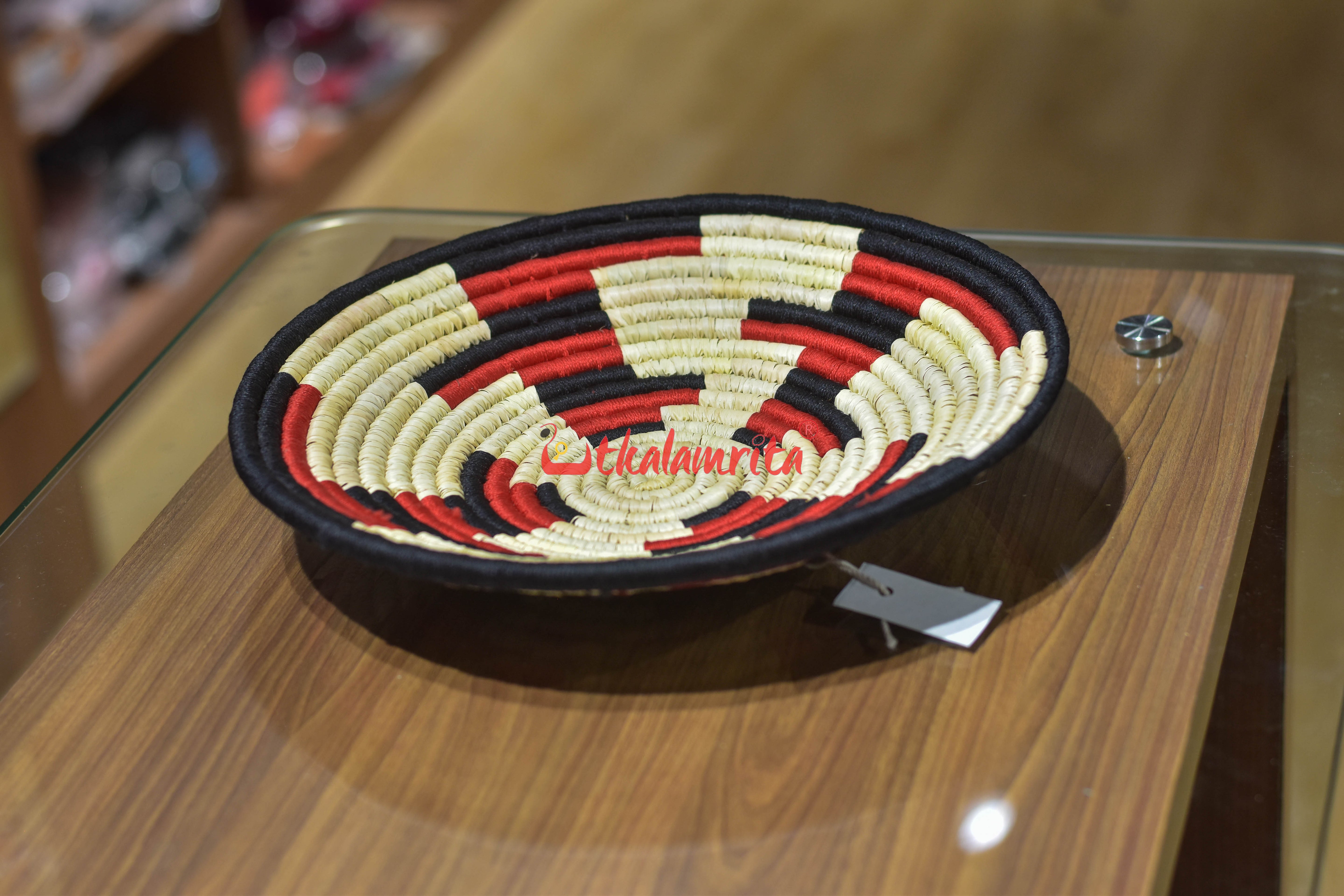 Sabai Grass Red Black Wall Basket- Large