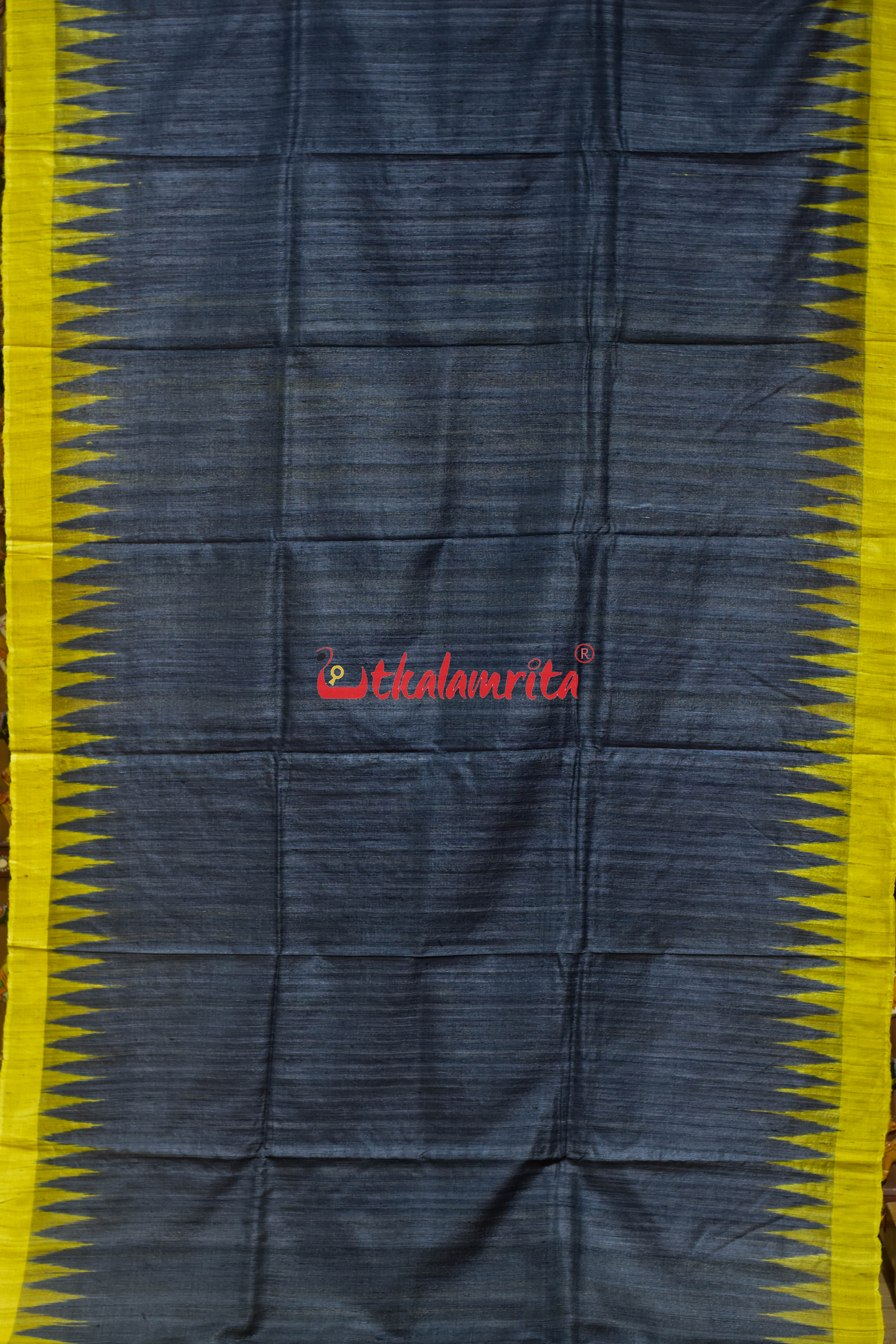 Black Yellow Gopalpur Tussar Silk Saree