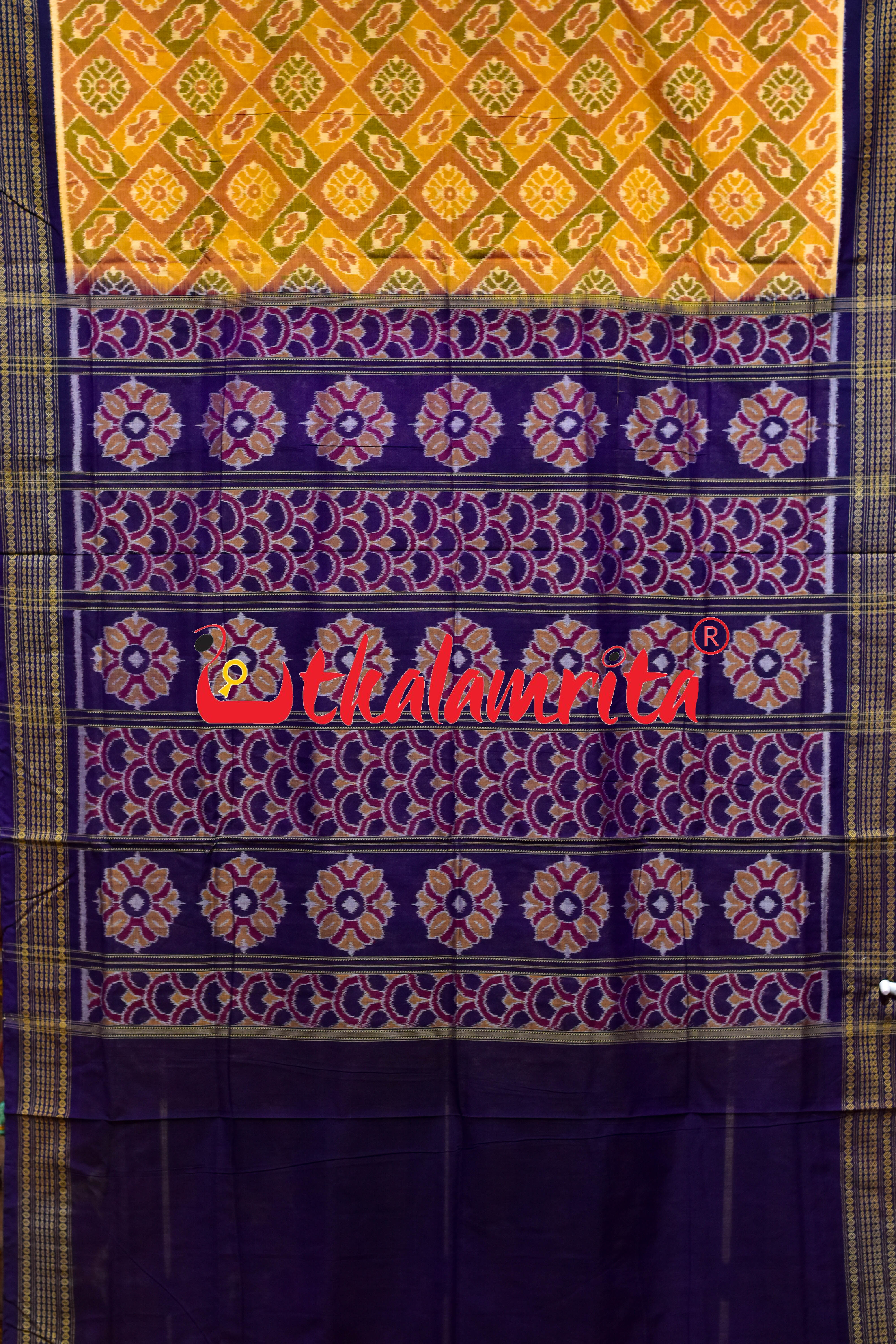 Mustard Flower Body Bandha Sambalpuri Cotton Saree