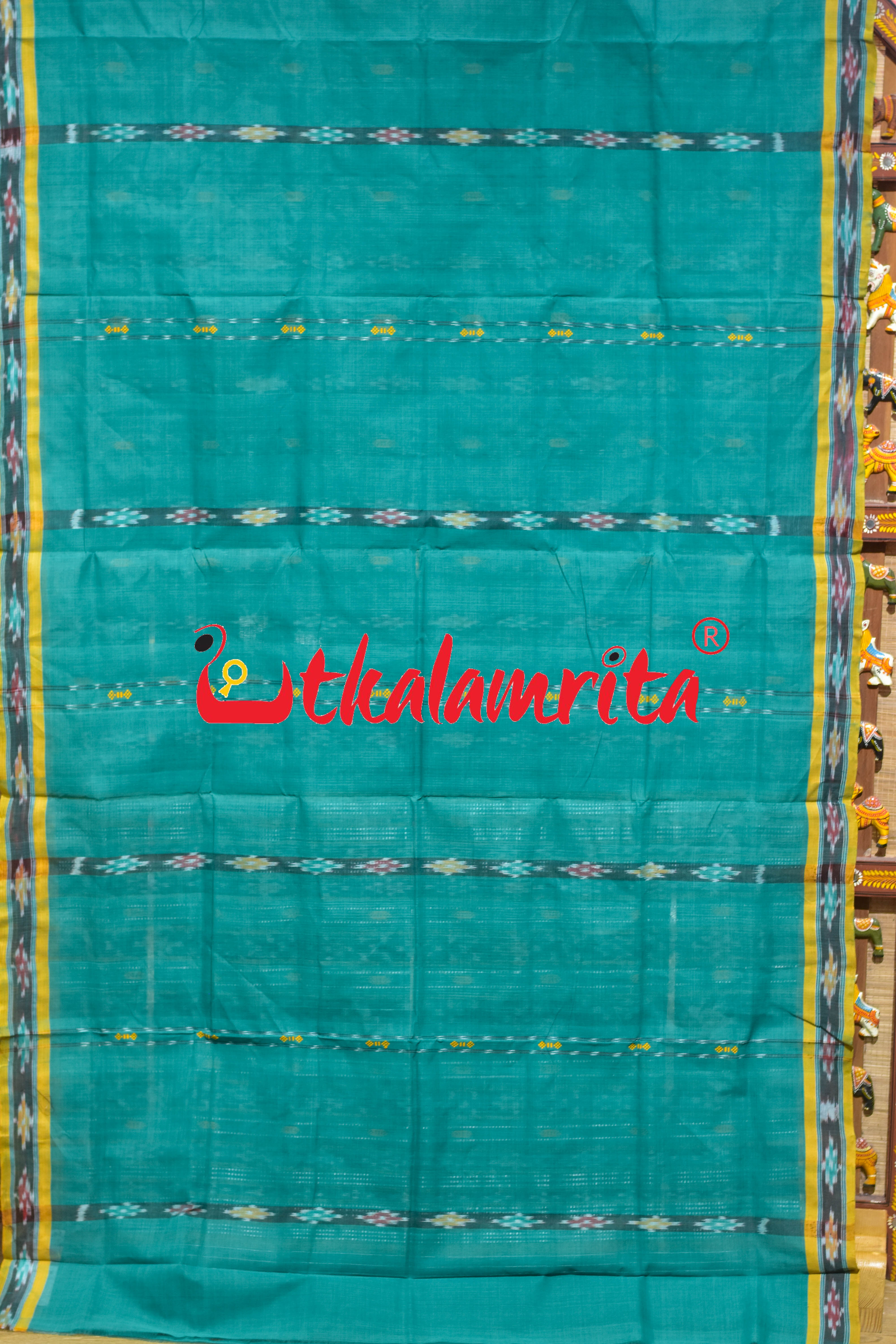 Green Double Diamond Buti Pittala Single Cotton Saree