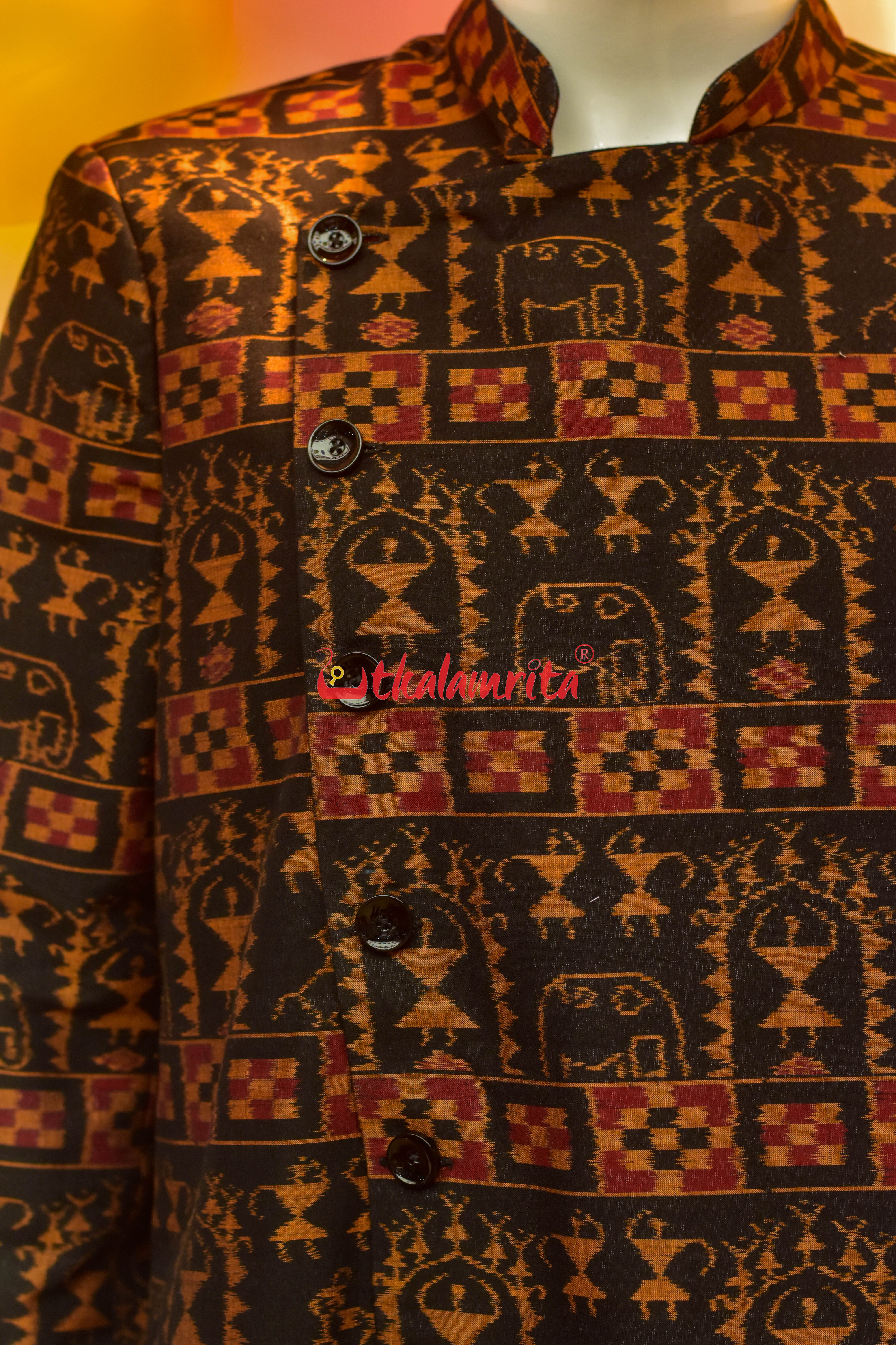 Black Golden Window Tribals Cotton (Sherwani)