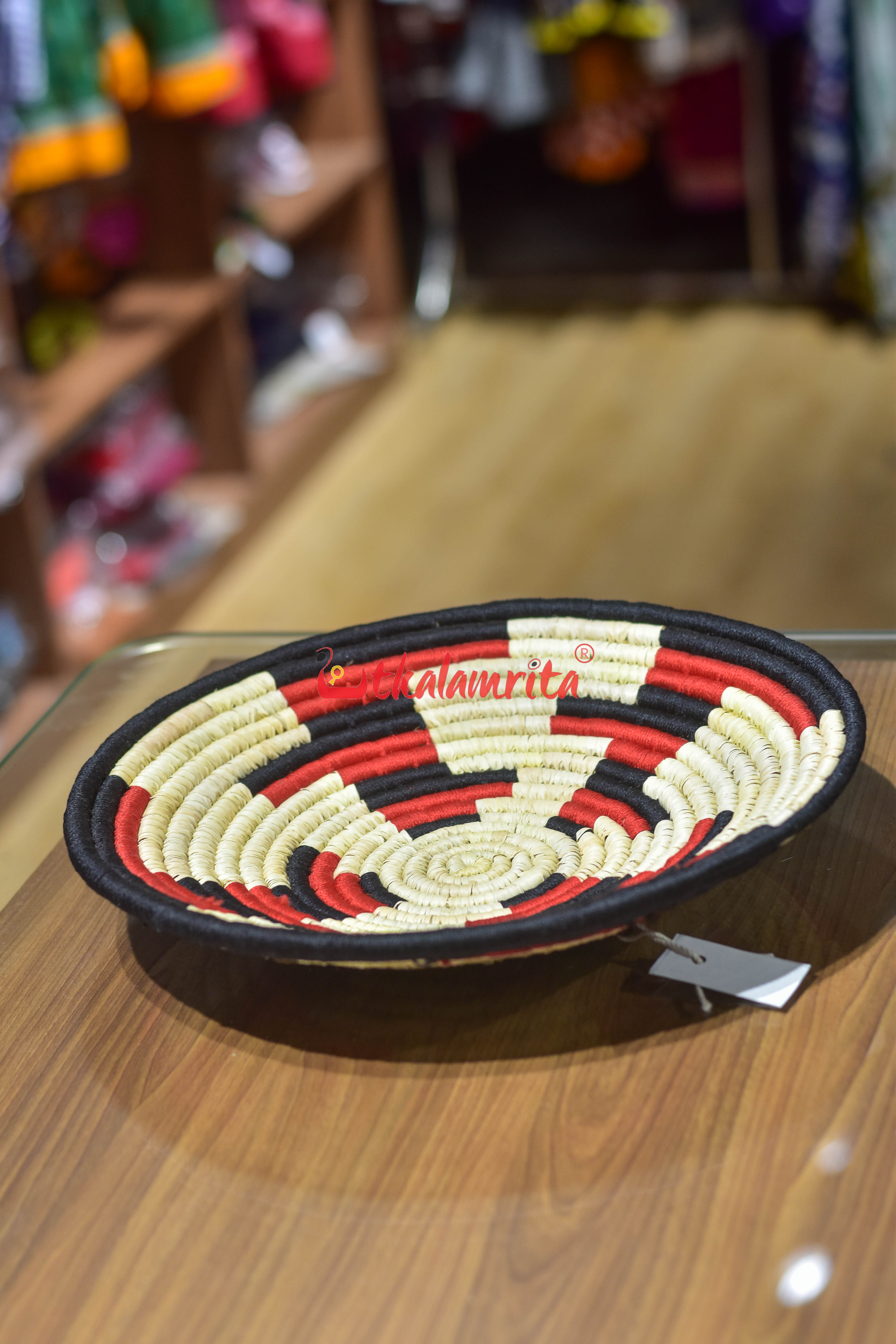 Sabai Grass Red Black Wall Basket- Large