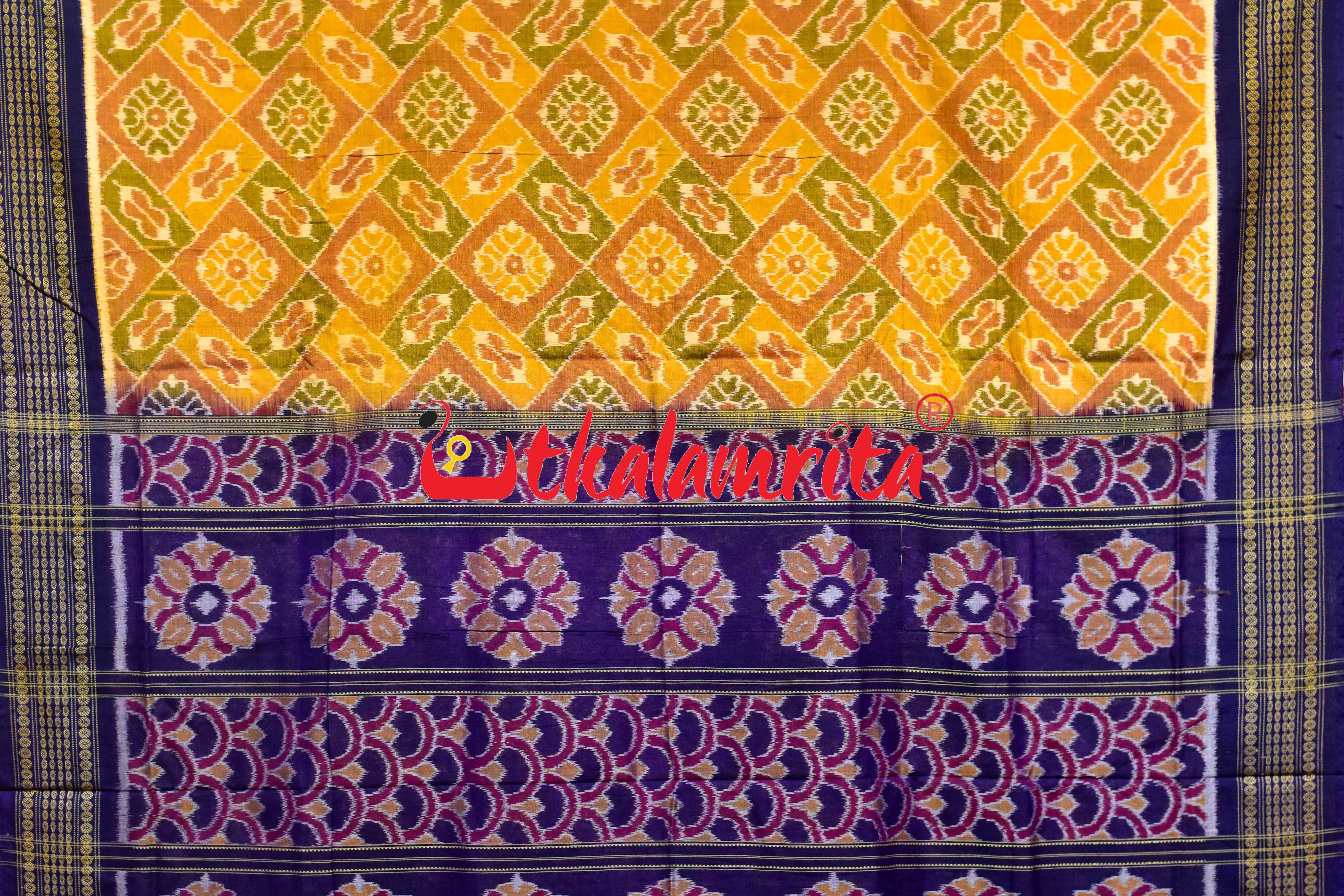 Mustard Flower Body Bandha Sambalpuri Cotton Saree