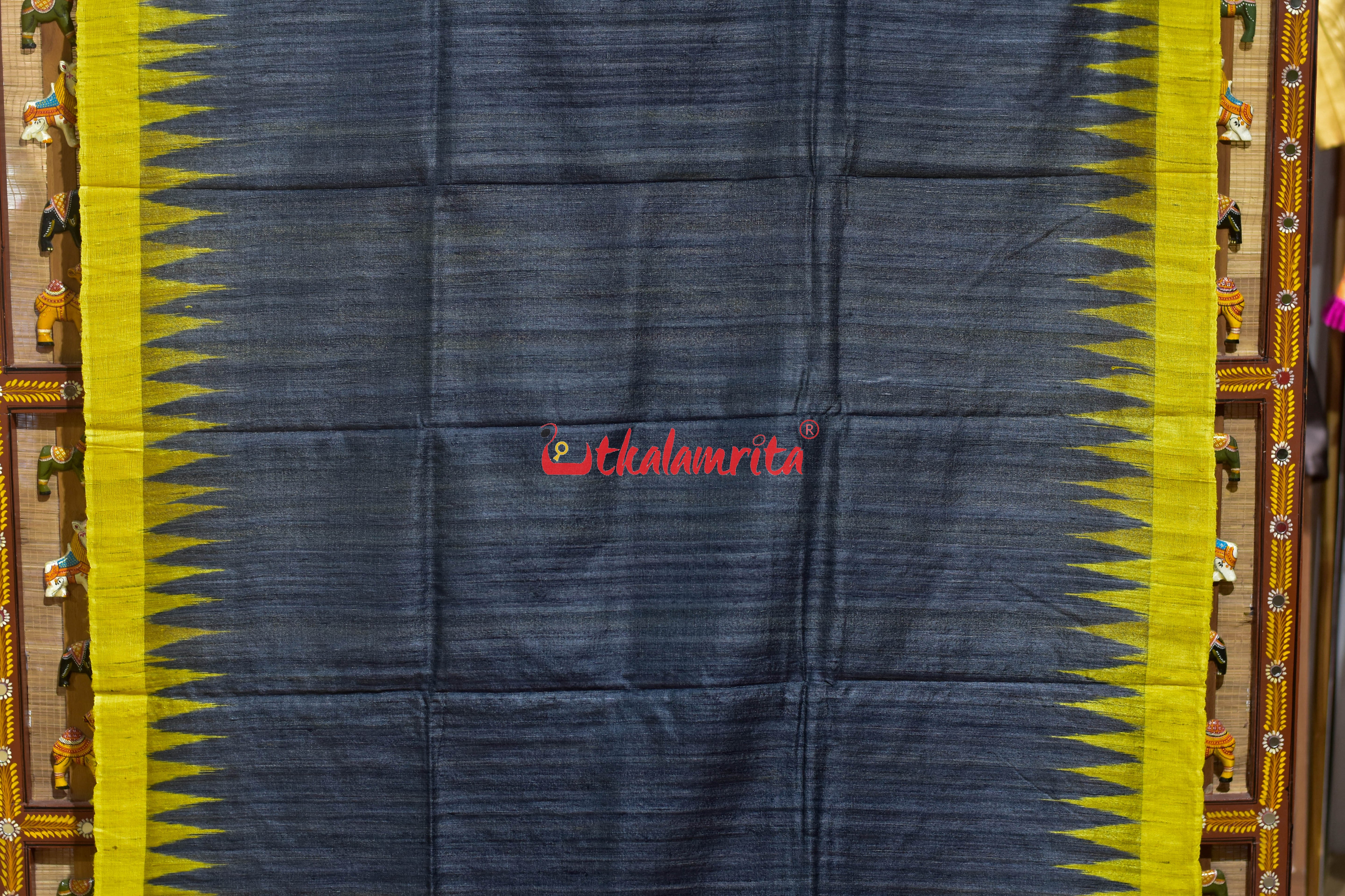 Black Yellow Gopalpur Tussar Silk Saree