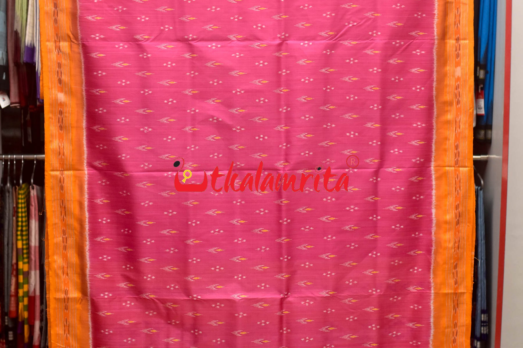 Pink with Yellow Chandrika Khandua Silk Saree