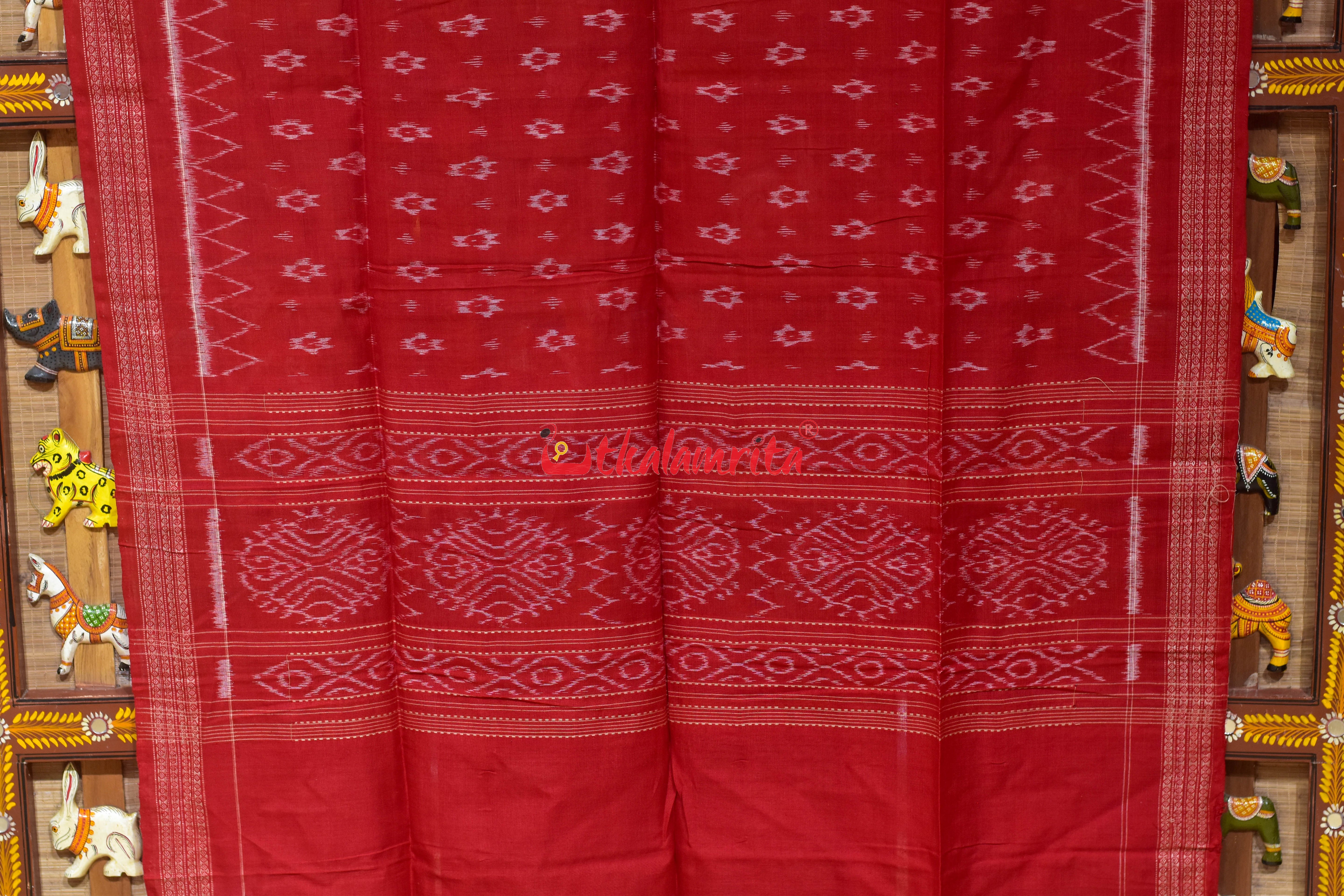 Red with Body Bandha Cotton (Dupatta)