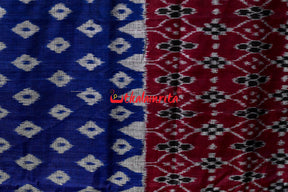 Half Half Maroon Blue Khandua Cotton Saree