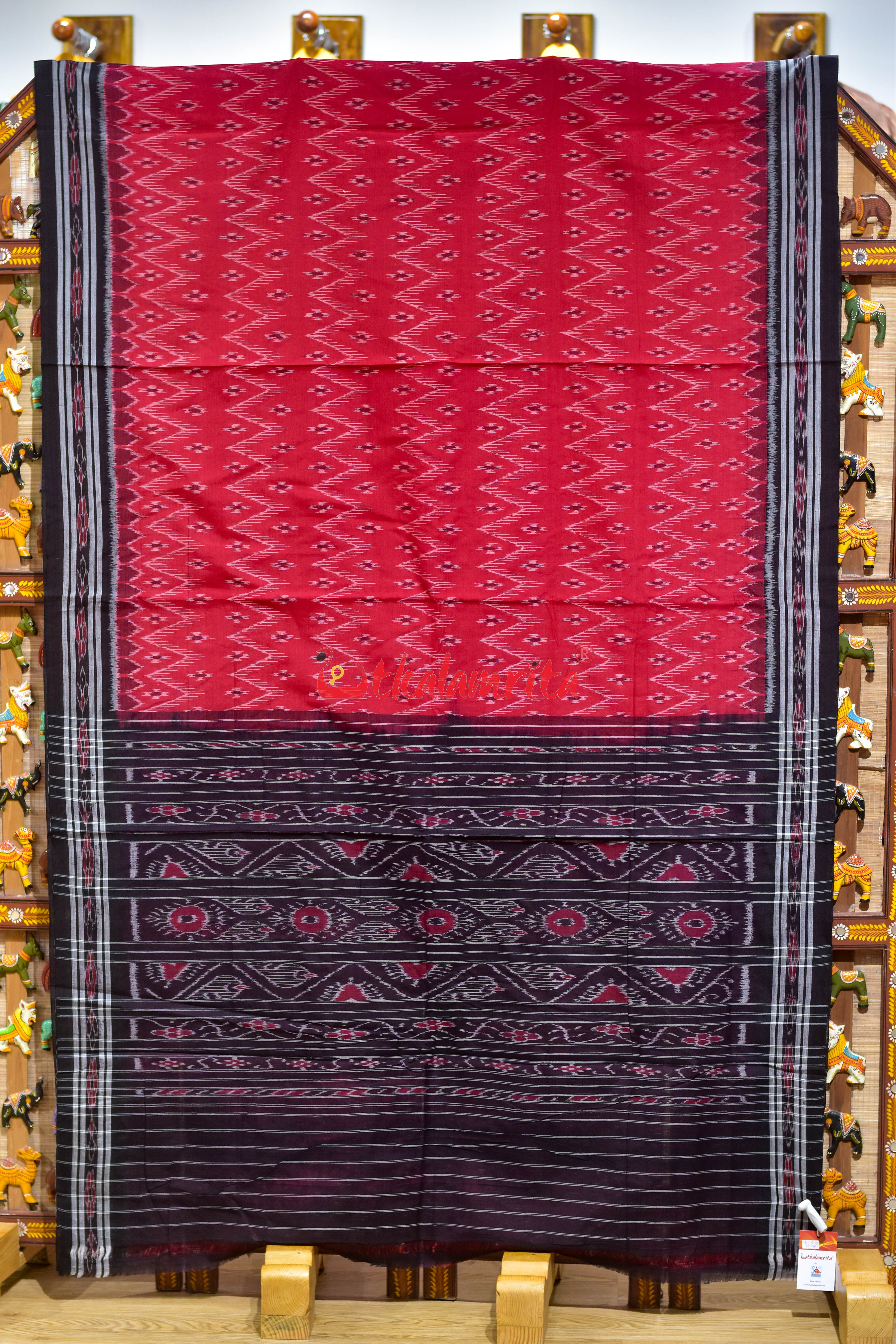 Red Taranga Khandua Cotton Saree