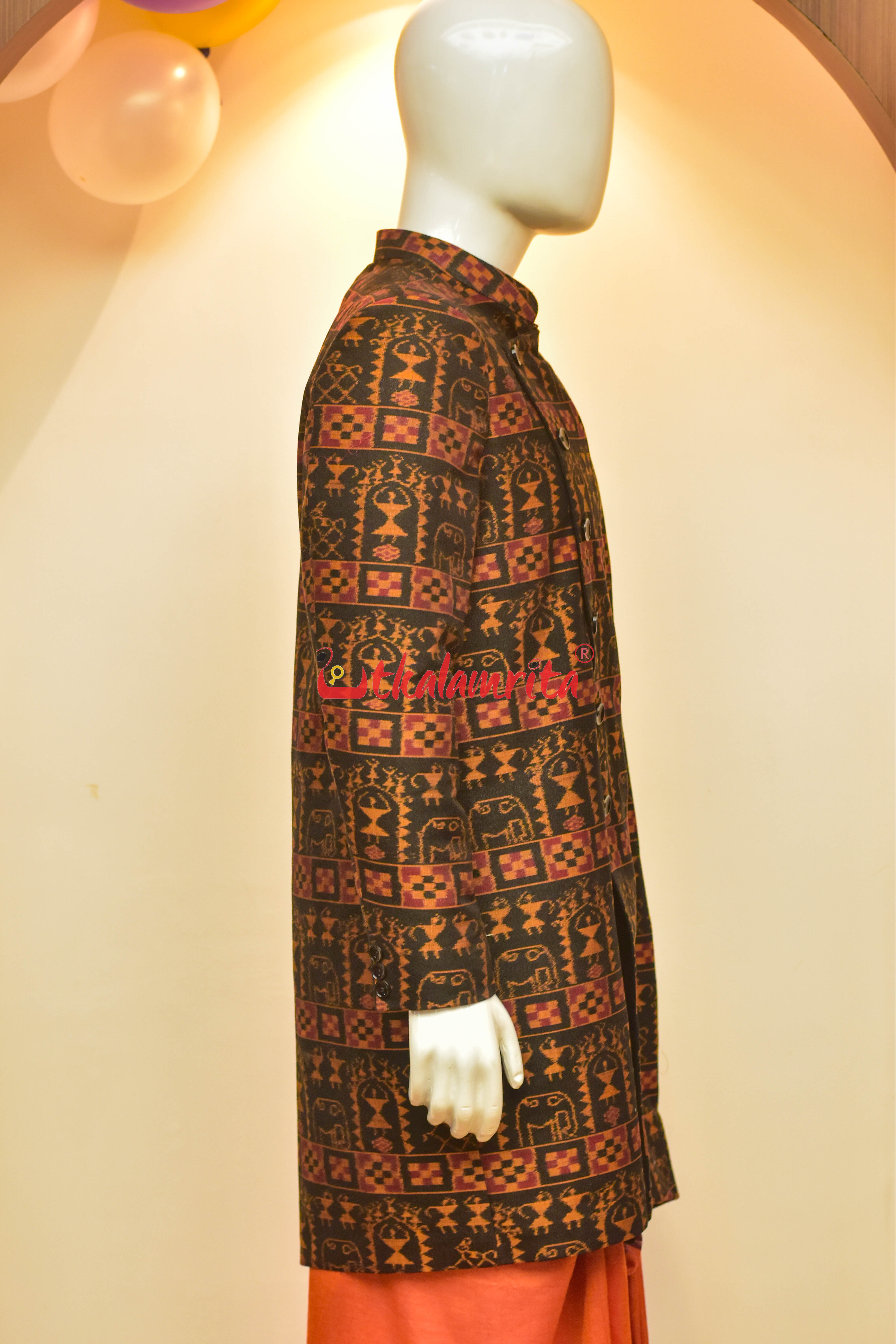 Black Golden Window Tribals Cotton (Sherwani)