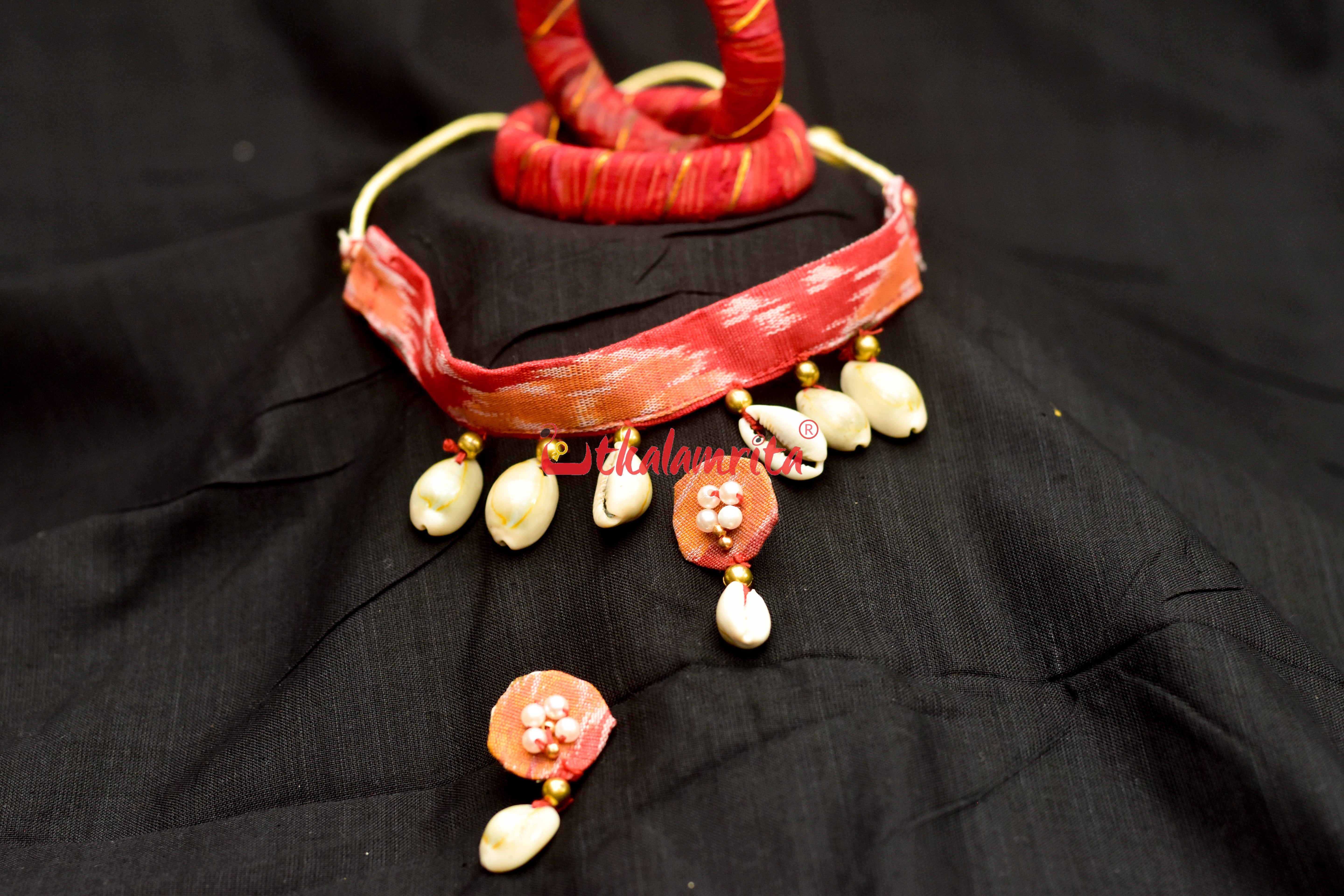 Tussar Kaudi handloom jewellery set