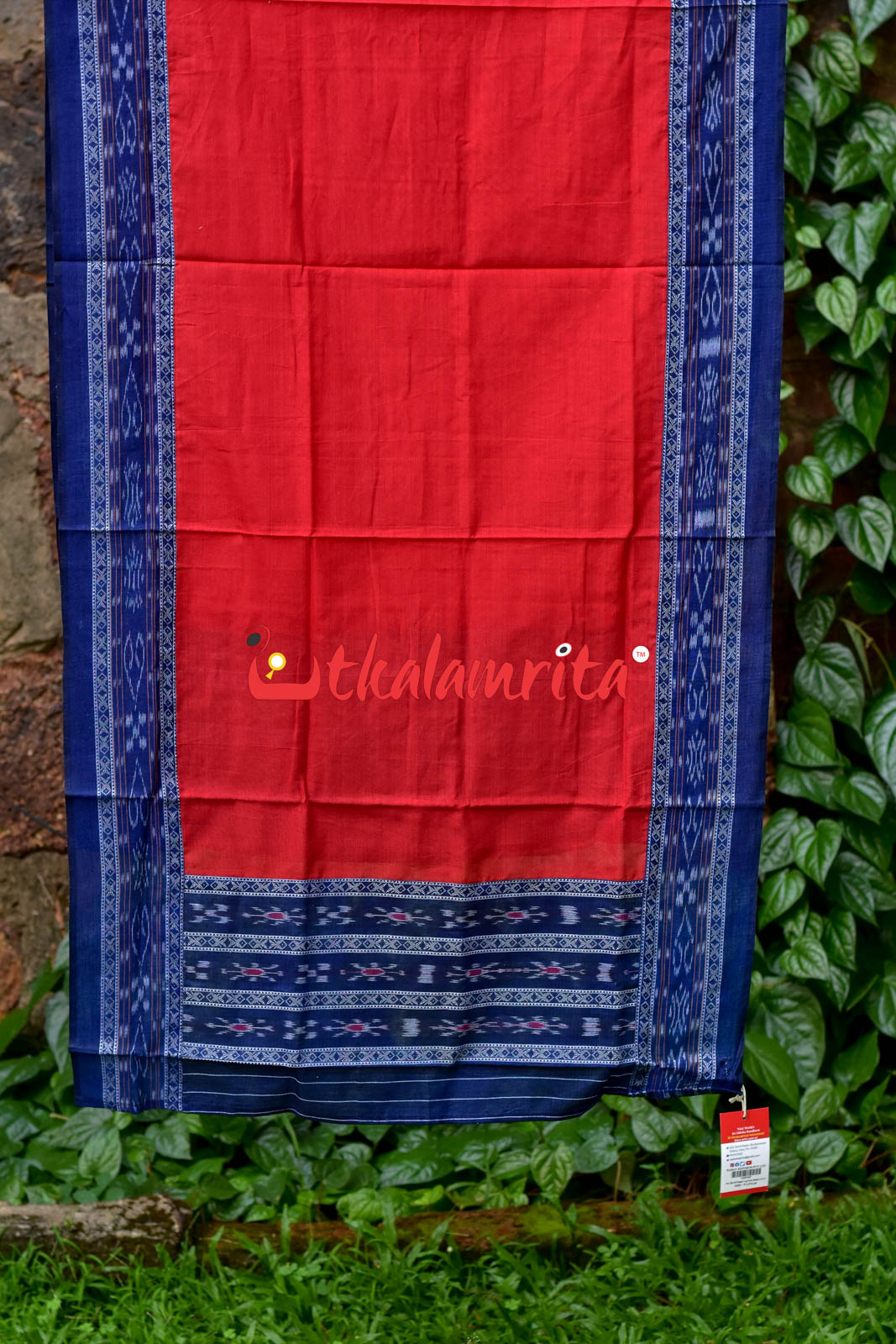 Navy Blue Red Pasapali Long Flower Bandha Dress Set