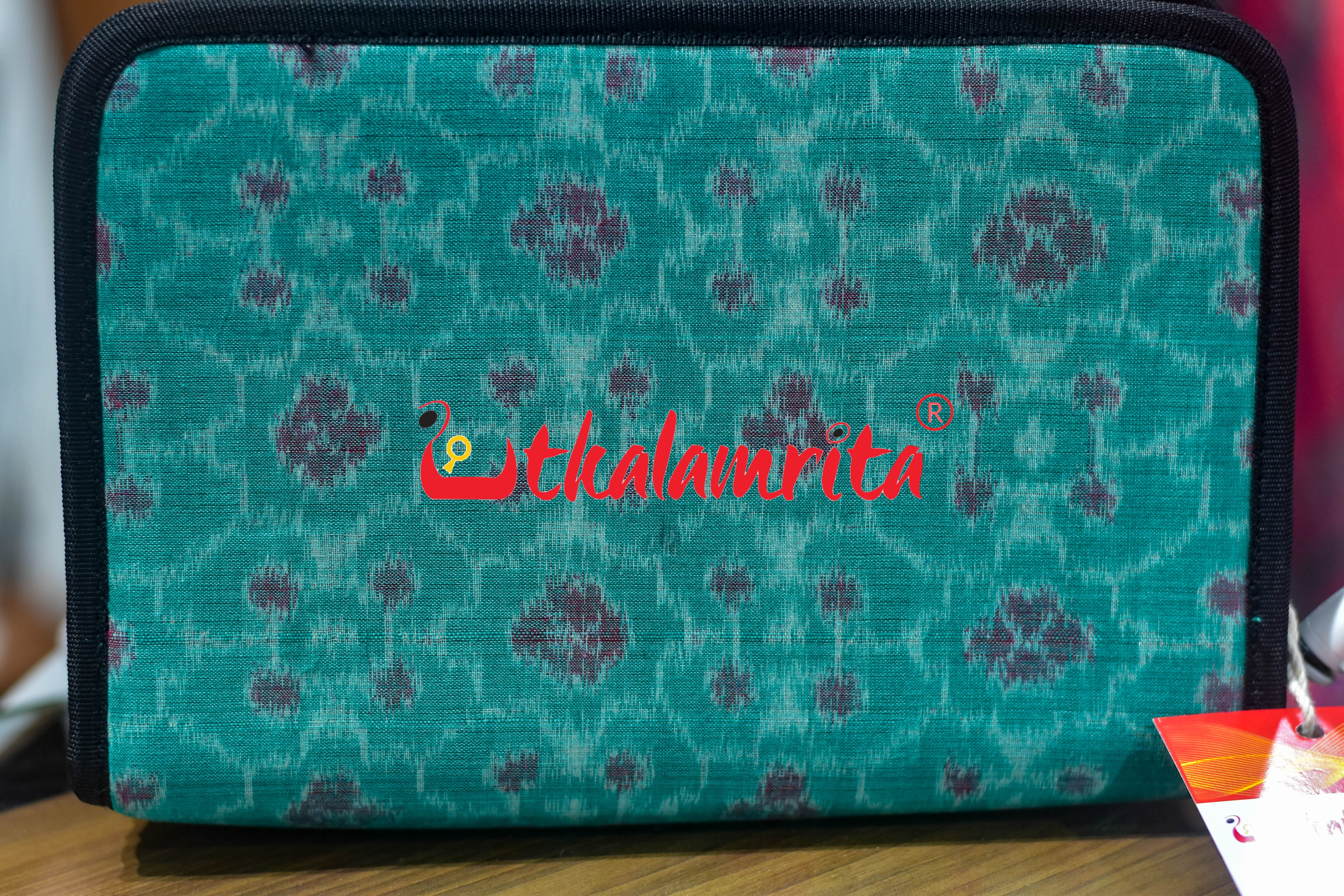 Sea Green Red Flower Square Hand Bag