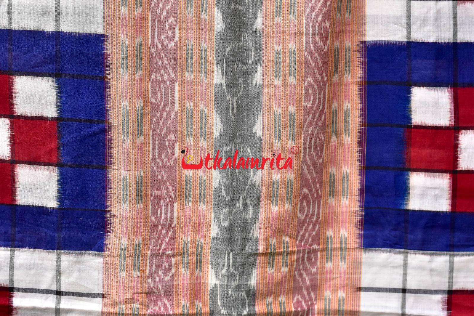 Contrast Blue Maroon Sambalpuri Cotton Saree