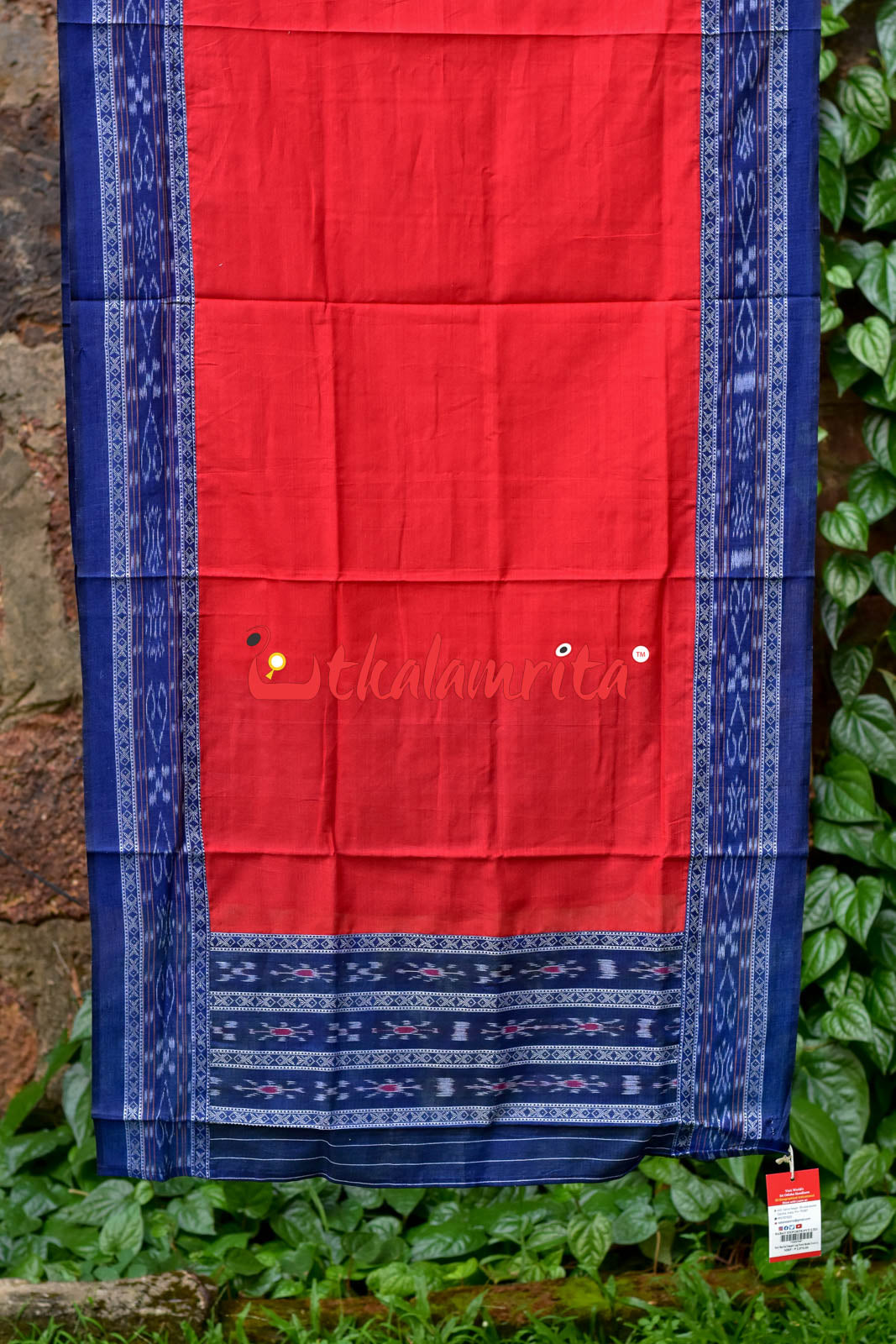 Navy Blue Red Pasapali Long Flower Bandha Dress Set