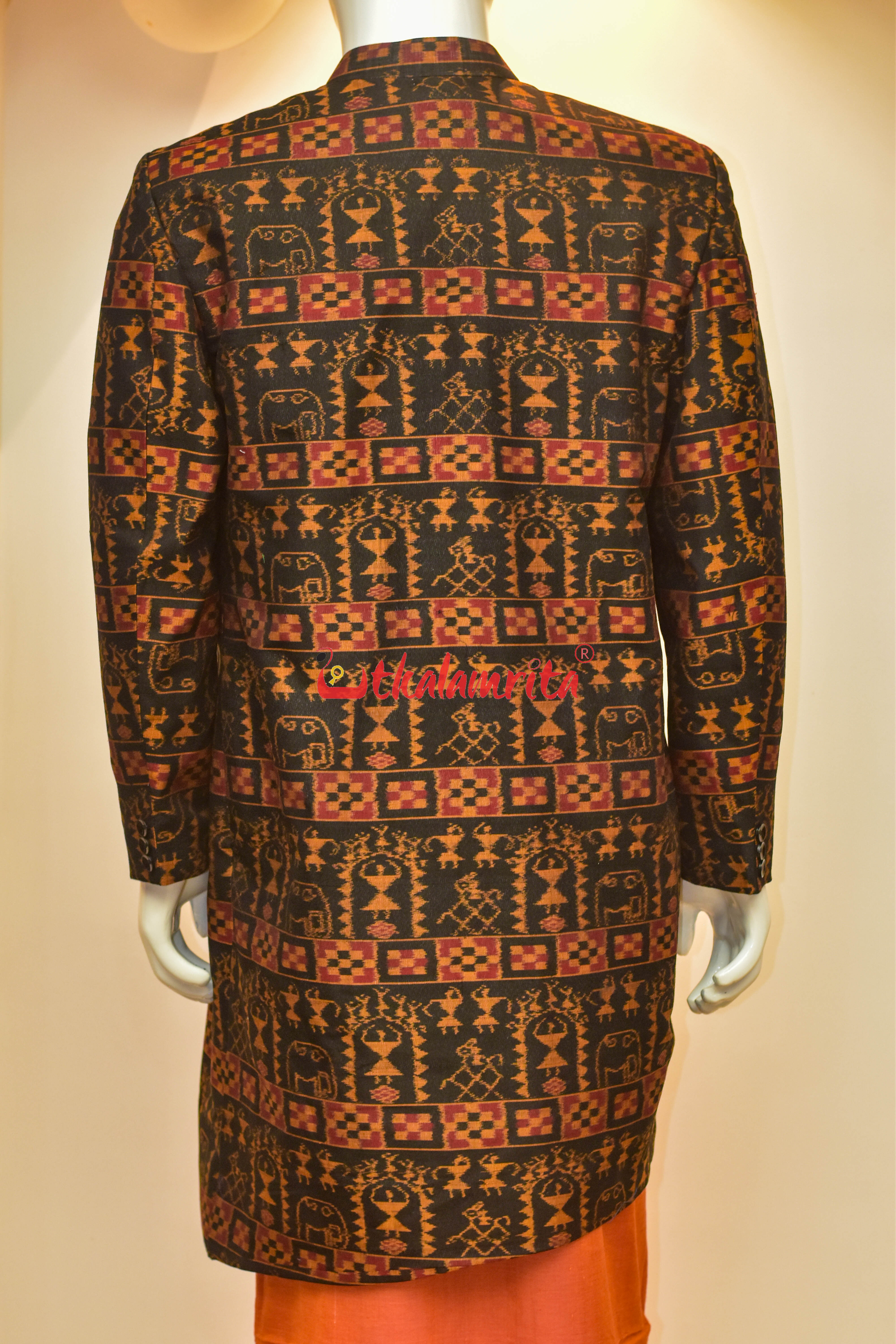 Black Golden Window Tribals Cotton (Sherwani)