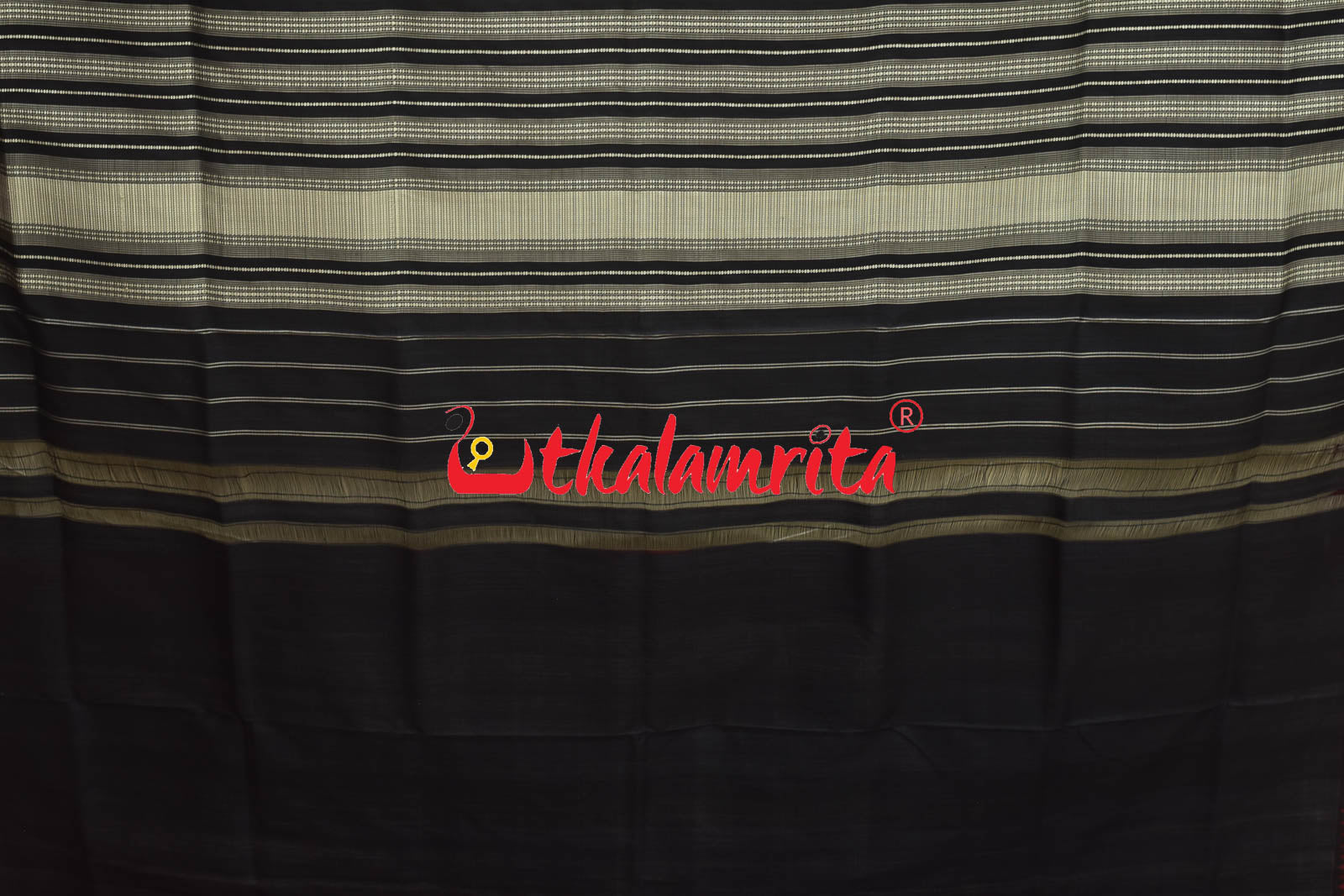 Ganga Jamuna Black Red Berhampuri Single Anchal Silk Saree