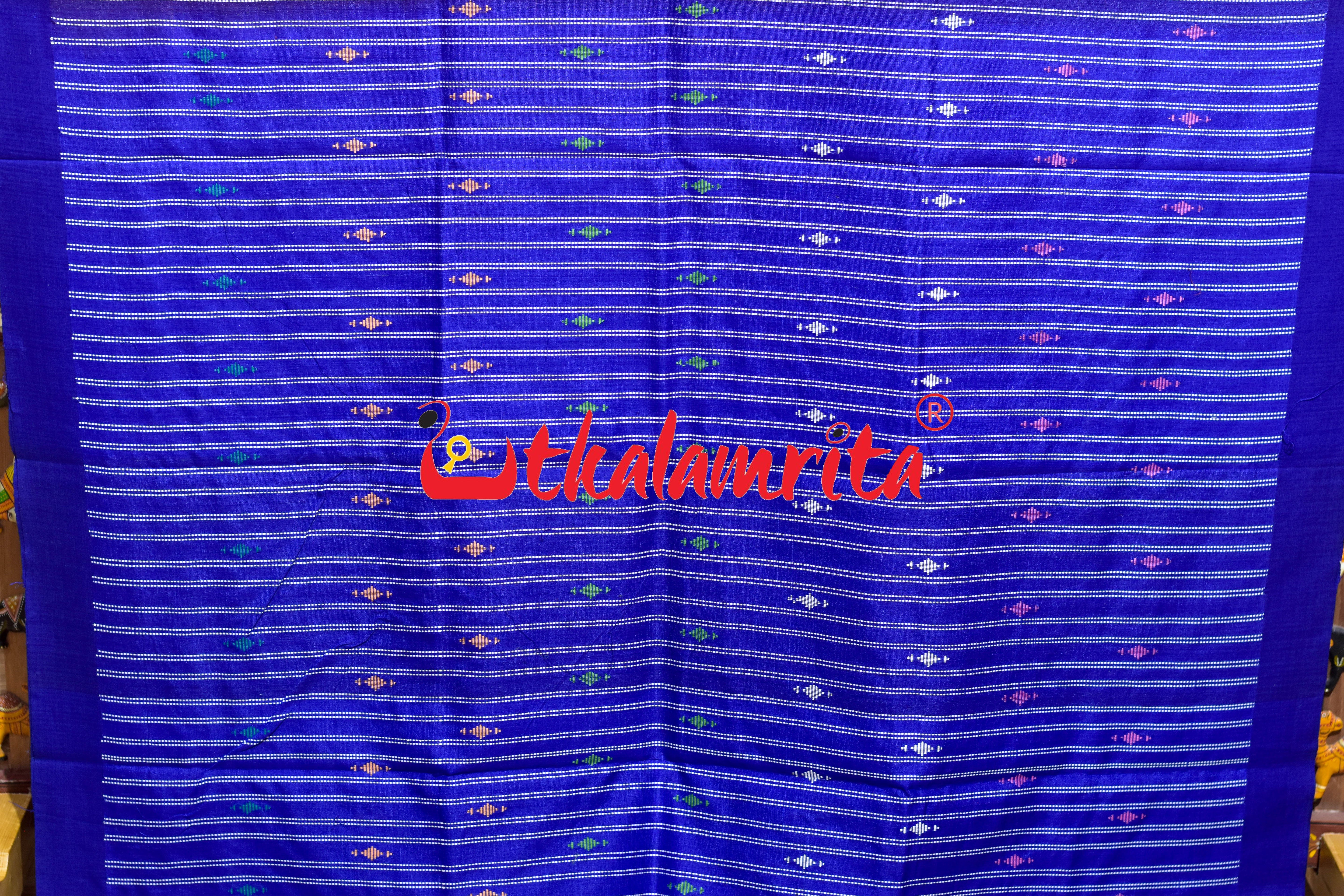 Red Blue Phoda Anchal Gopalpur Tussar Silk Saree