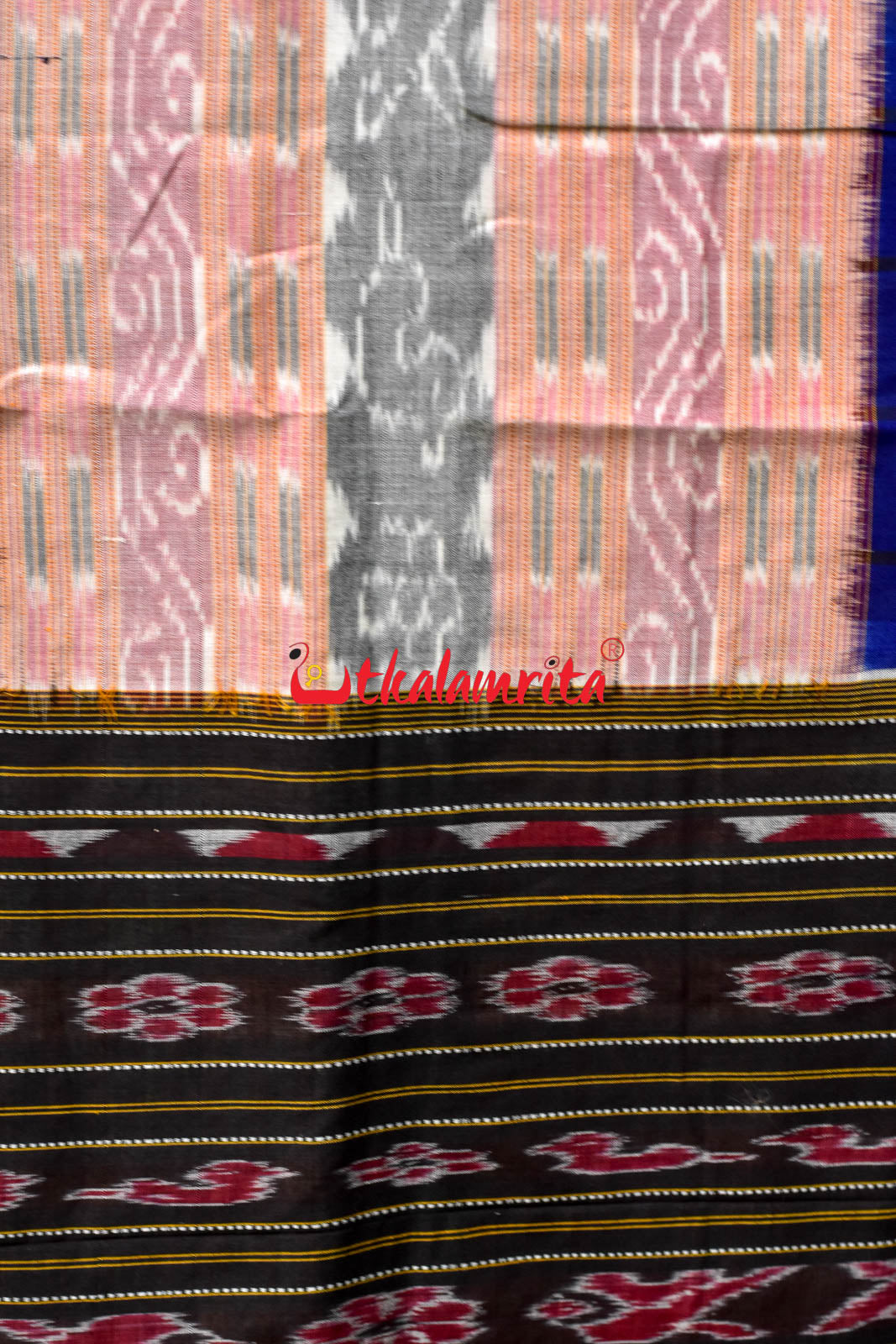 Contrast Blue Maroon Sambalpuri Cotton Saree