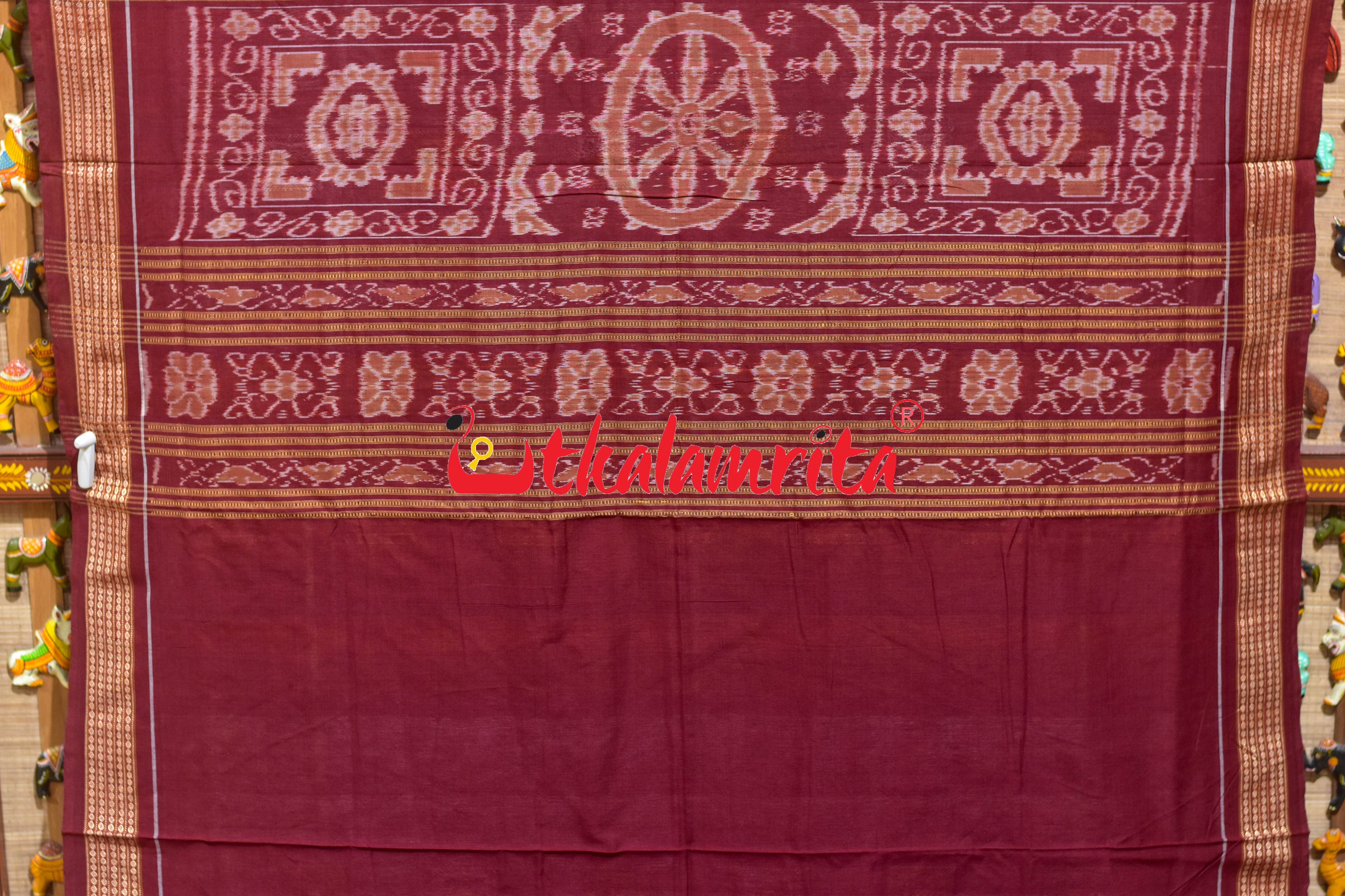 Mustard Peach Pere Bandha Bomkai Cotton Saree