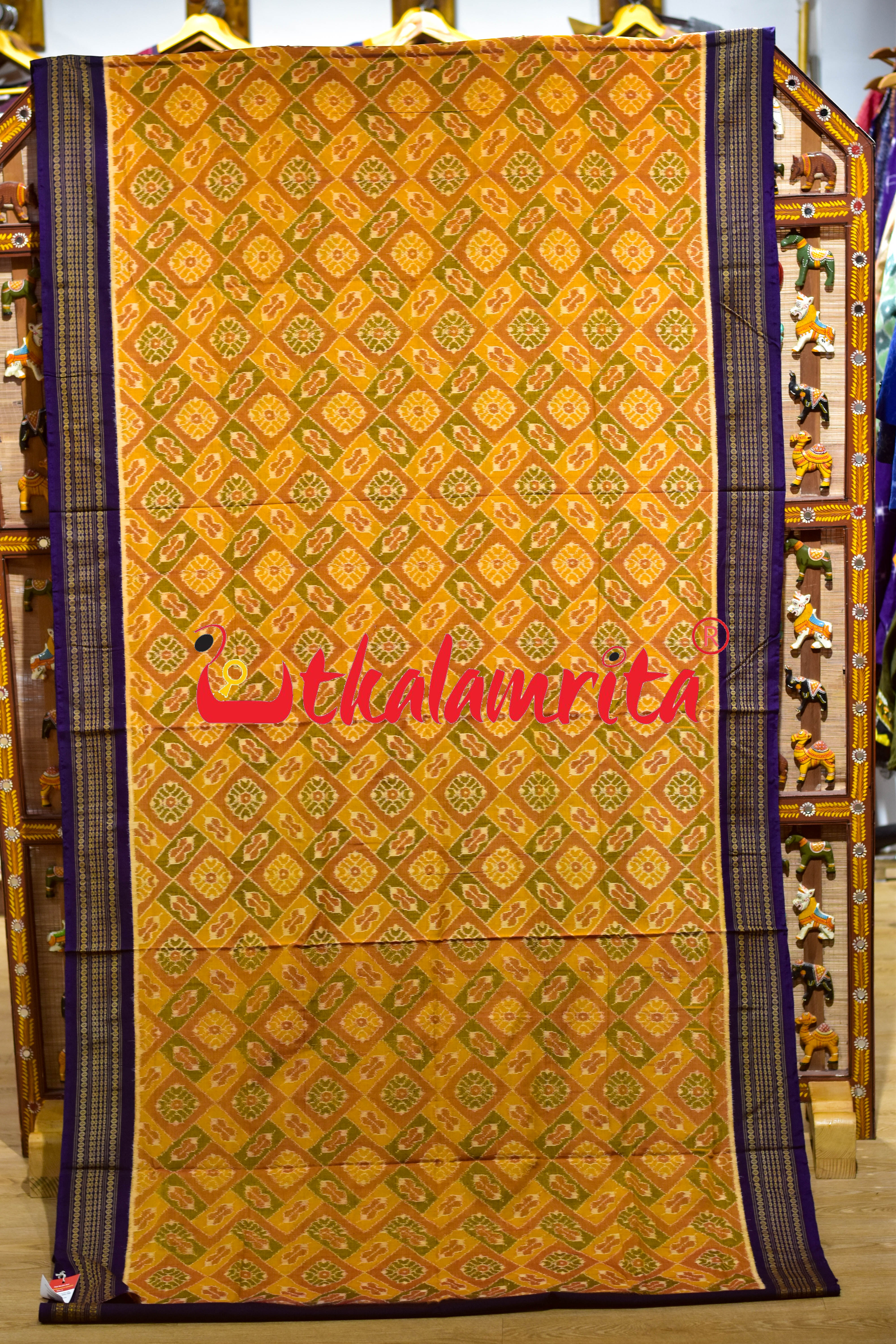 Mustard Flower Body Bandha Sambalpuri Cotton Saree
