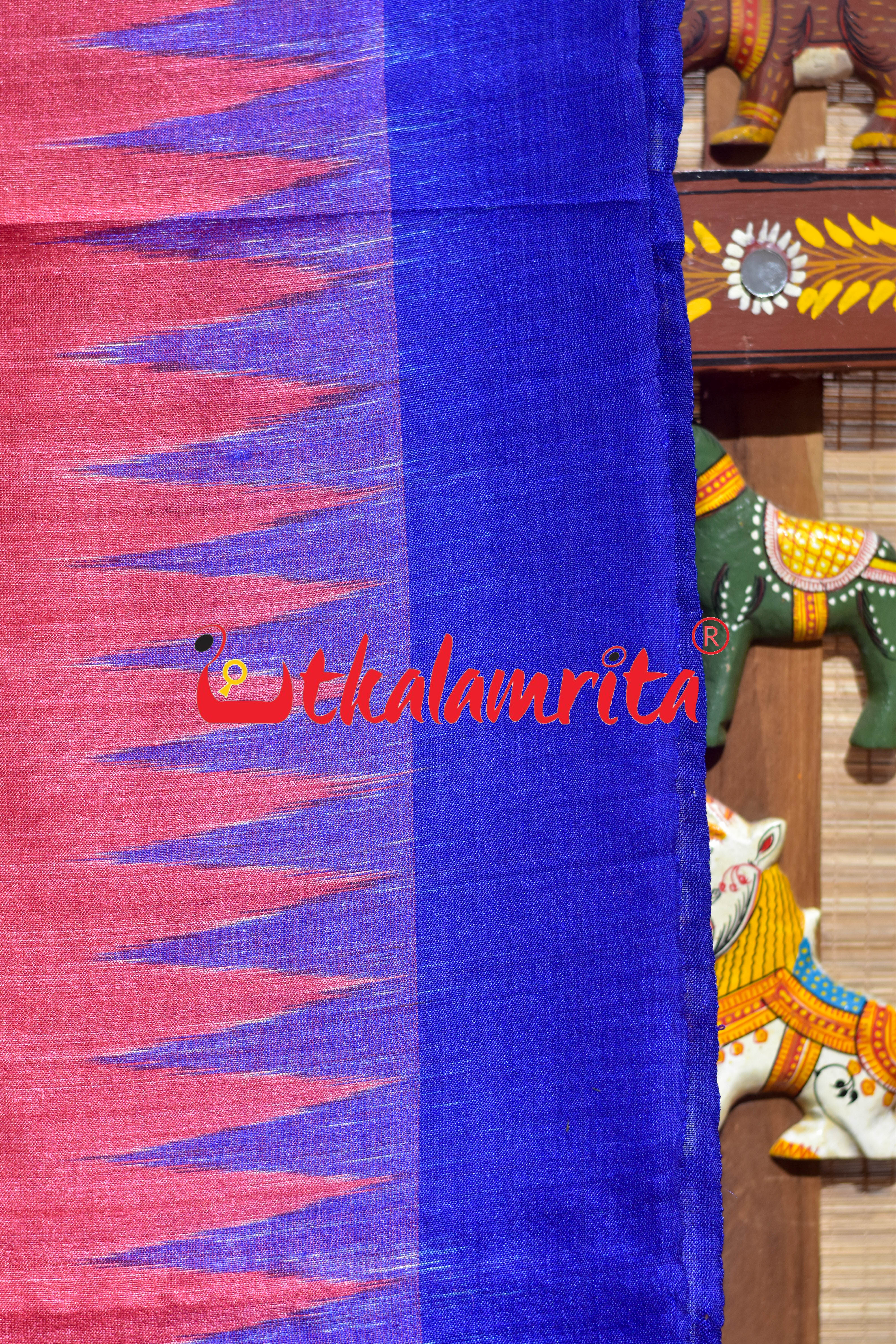 Red Blue Phoda Anchal Gopalpur Tussar Silk Saree