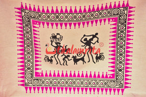 Pink Tribals Dancing Big Jute Bag