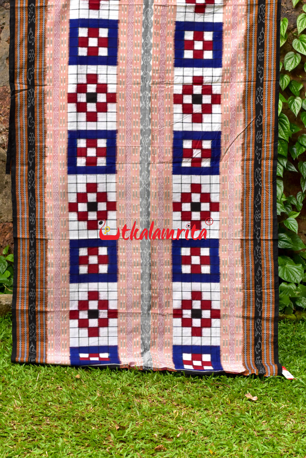 Contrast Blue Maroon Sambalpuri Cotton Saree