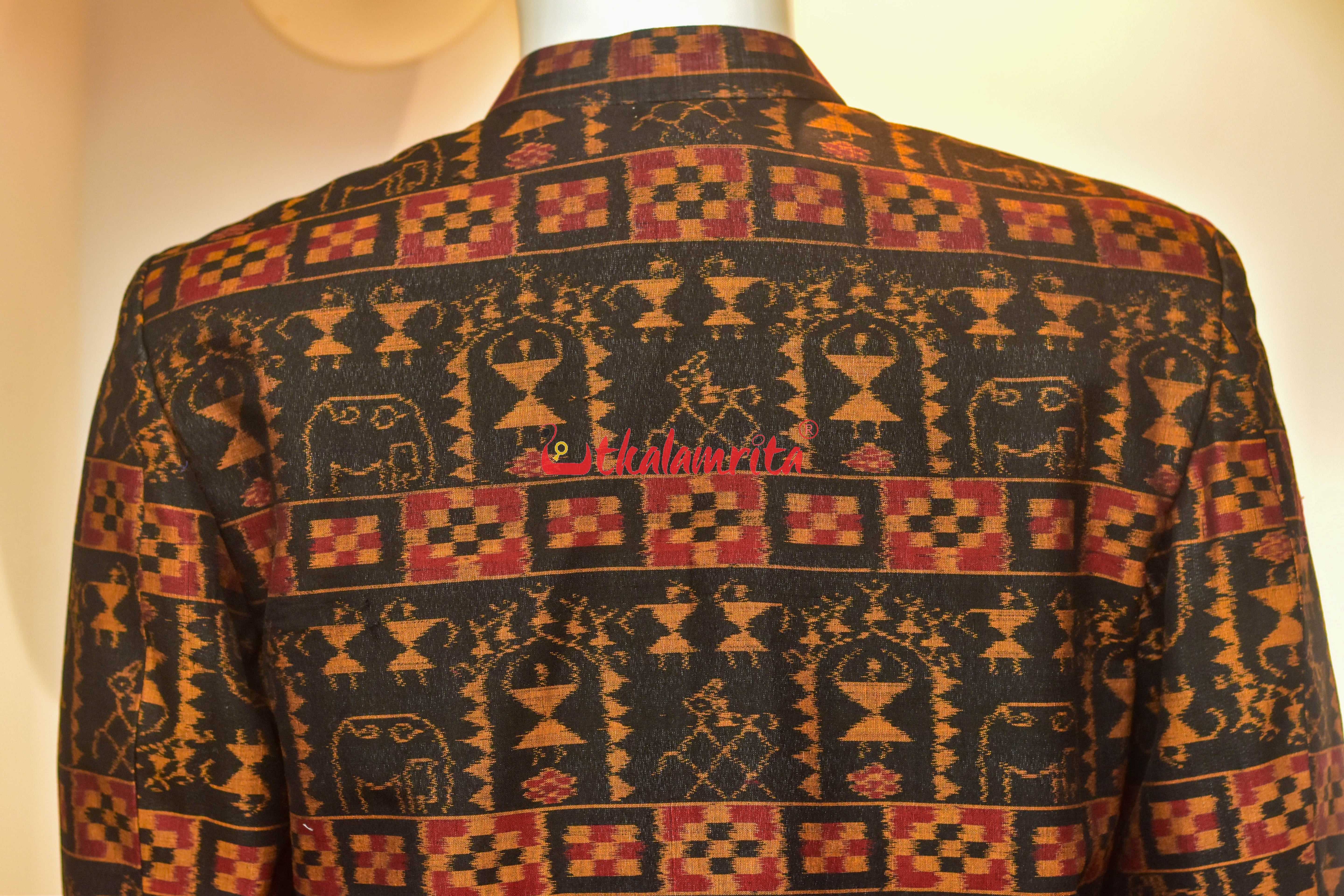 Black Golden Window Tribals Cotton (Sherwani)