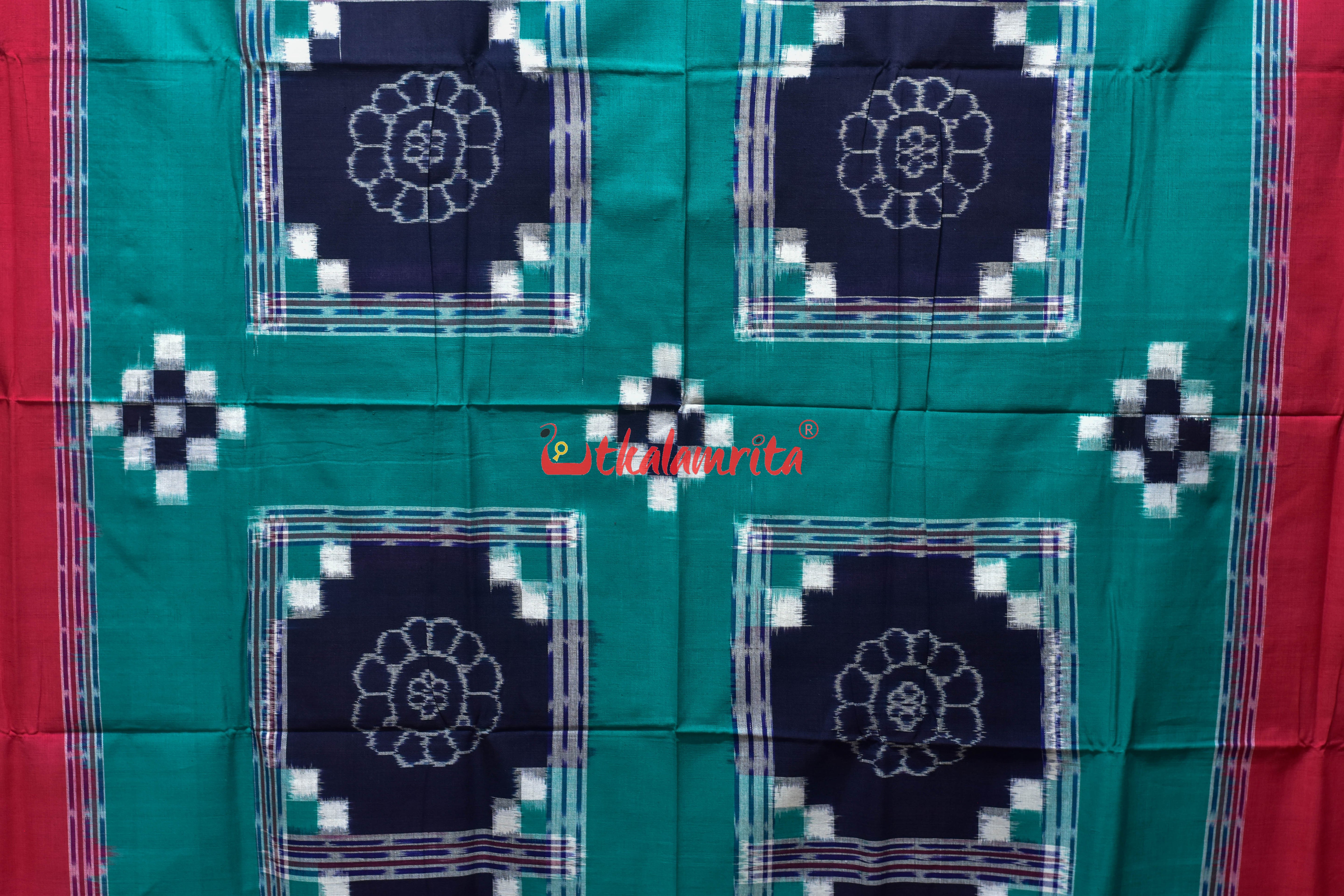 Green Red Flower Bandha Cotton (Single Bedsheet)