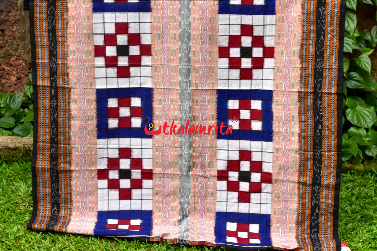 Contrast Blue Maroon Sambalpuri Cotton Saree