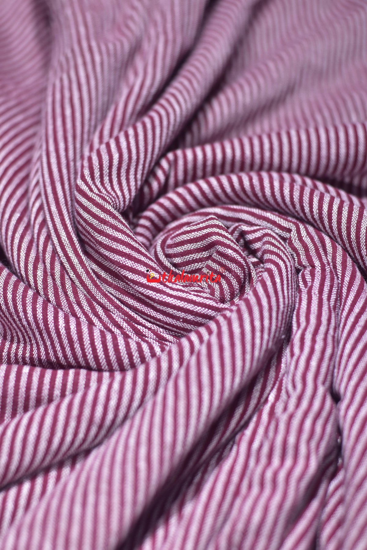 Maroon White Plain Stripes Kotpad (Fabric)