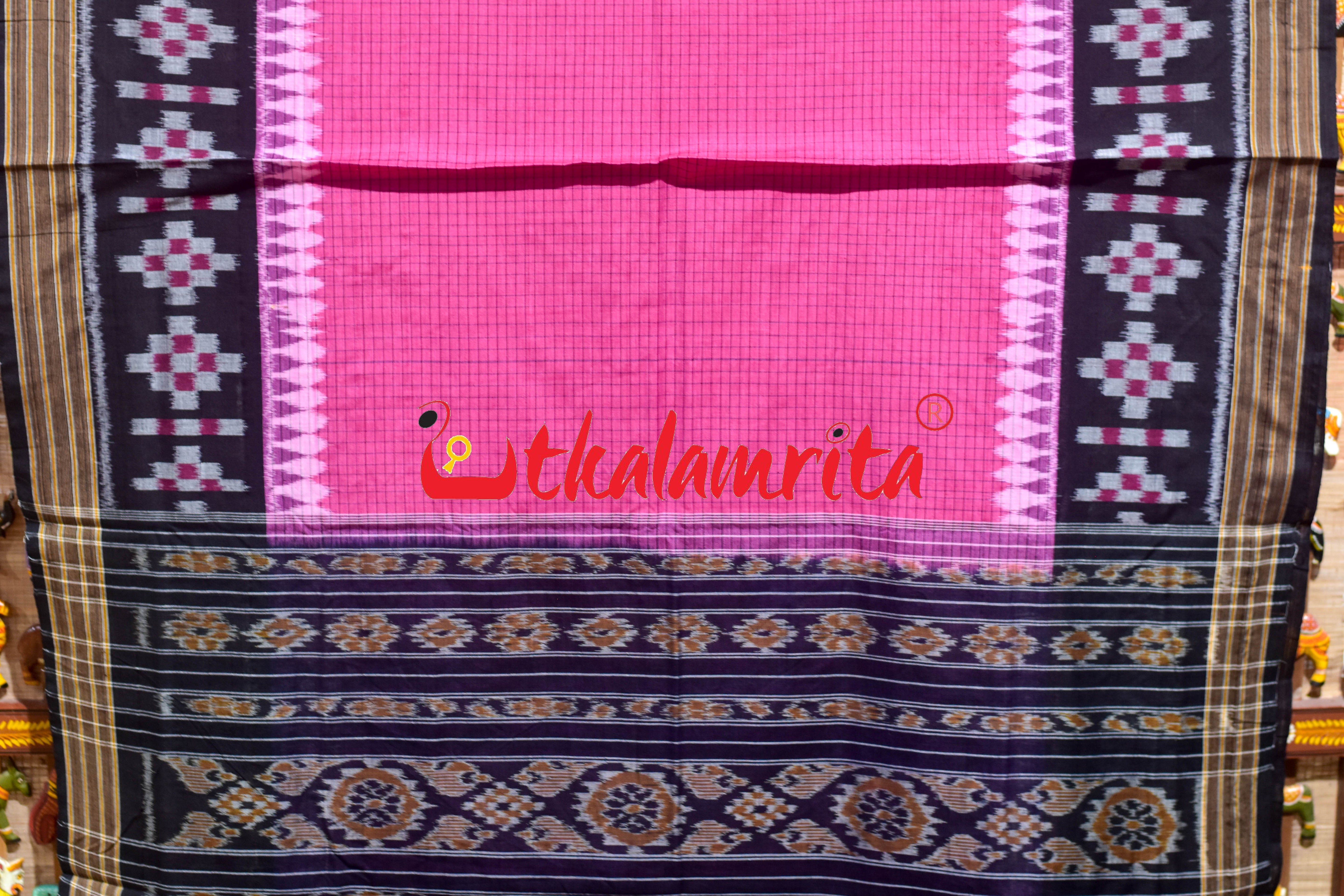 Pink Sachipar Pasapali Scot Khandua Cotton Saree