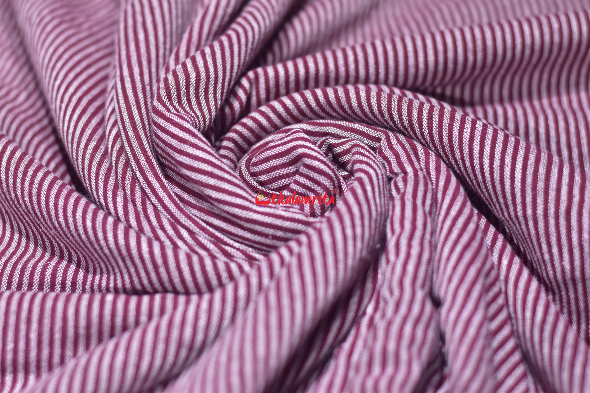 Maroon White Plain Stripes Kotpad (Fabric)