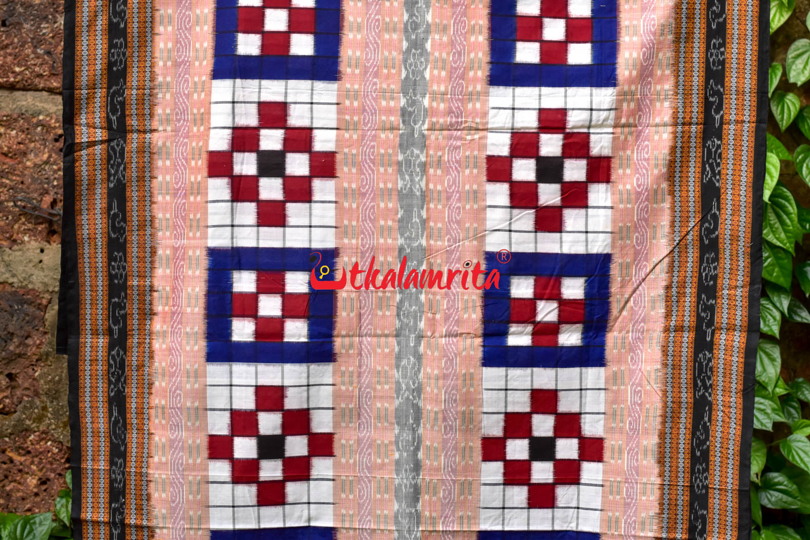 Contrast Blue Maroon Sambalpuri Cotton Saree