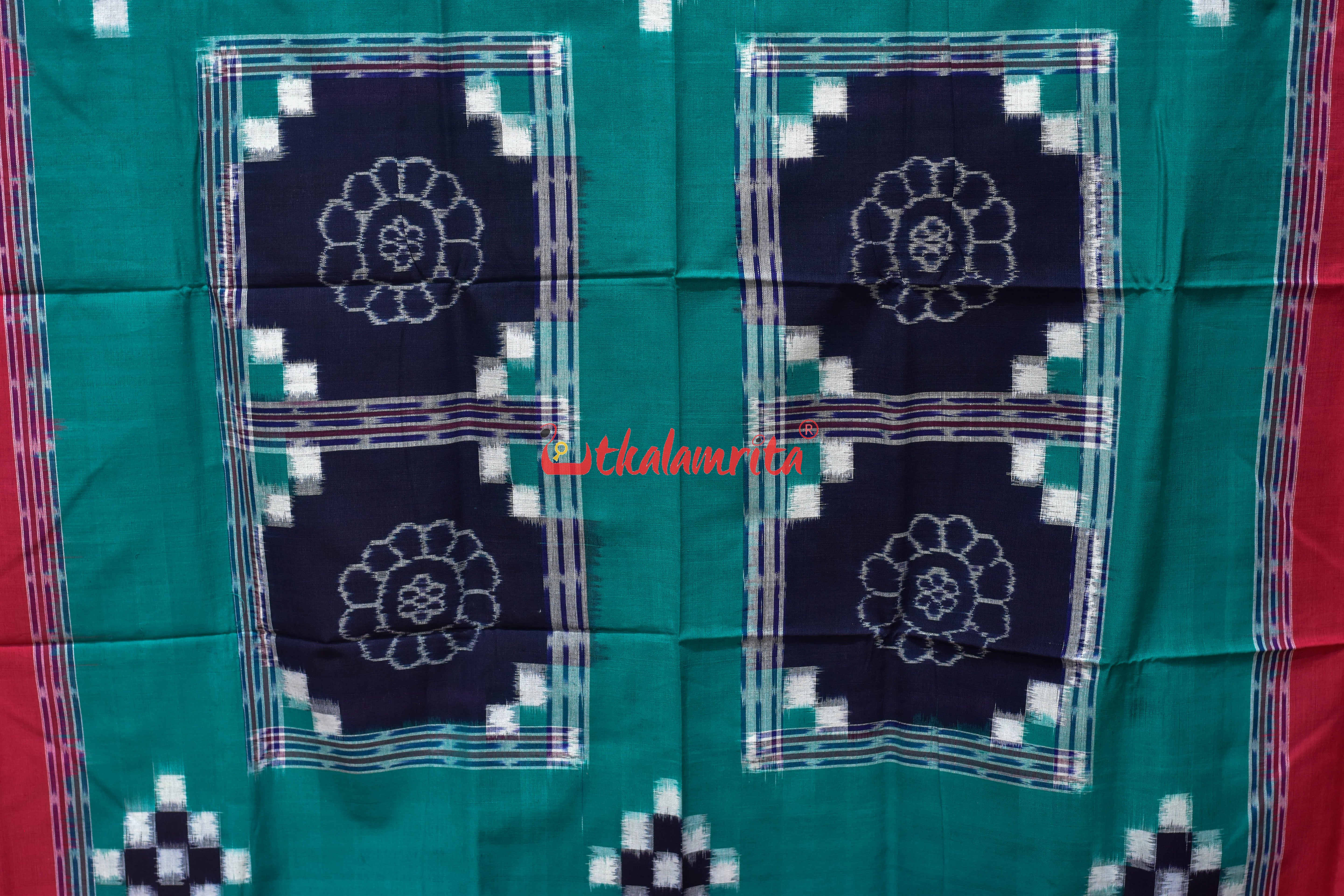 Green Red Flower Bandha Cotton (Single Bedsheet)